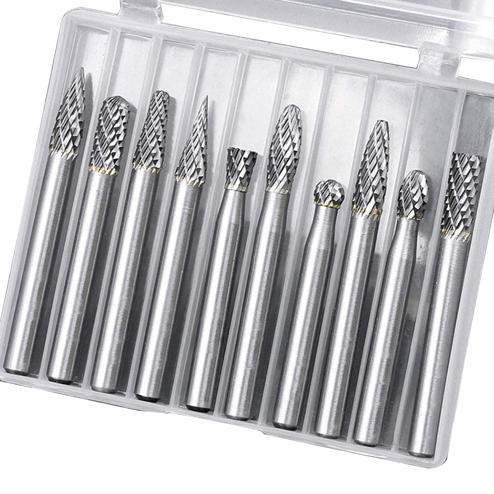 10pc Tungsten Carbide Rotary Burr Set - 1/4
