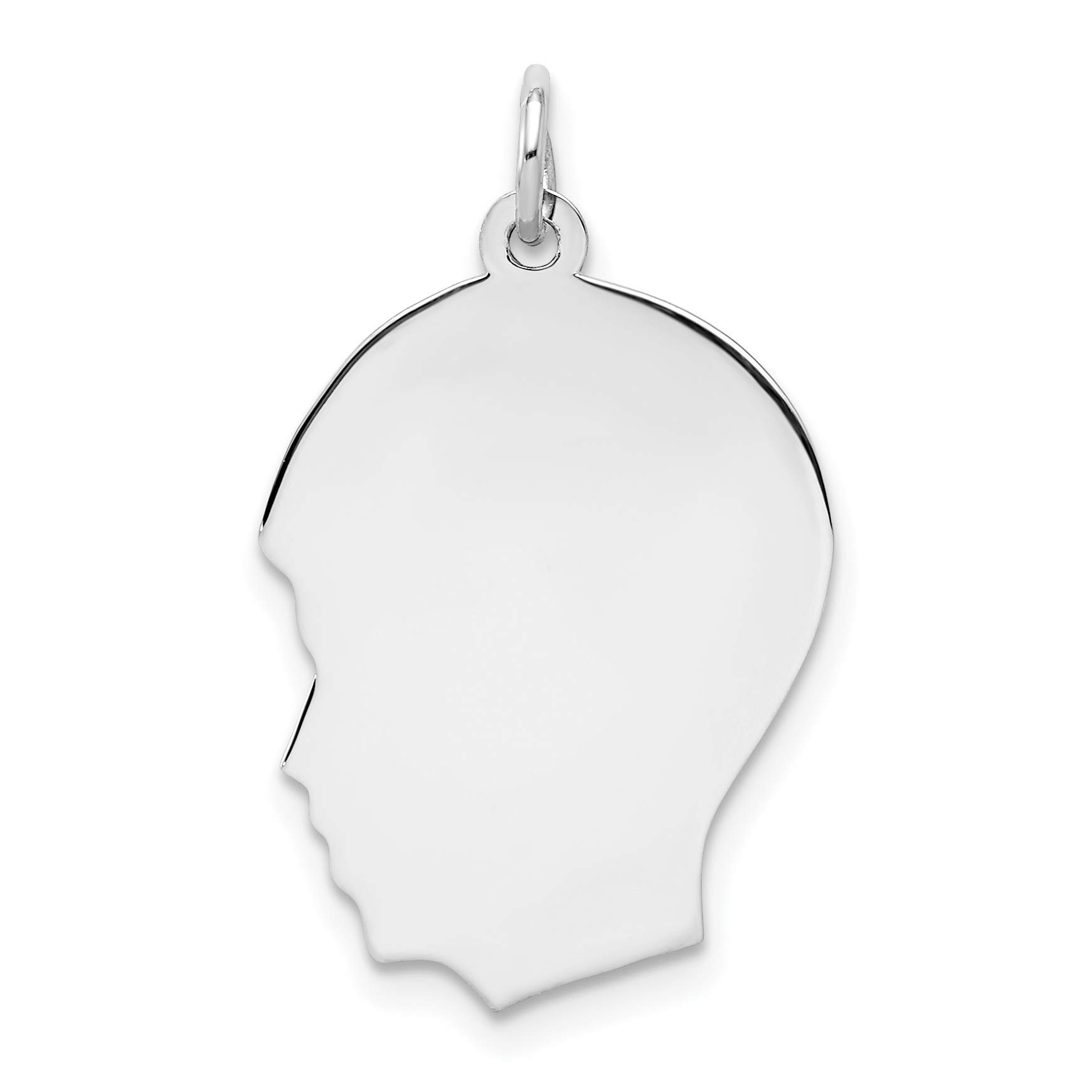 Sterling Silver Rhodium-Plated Engraved Boy Disc Charm - Polished Front & Back - Perfect for Necklaces, Bracelets & Gift Giving