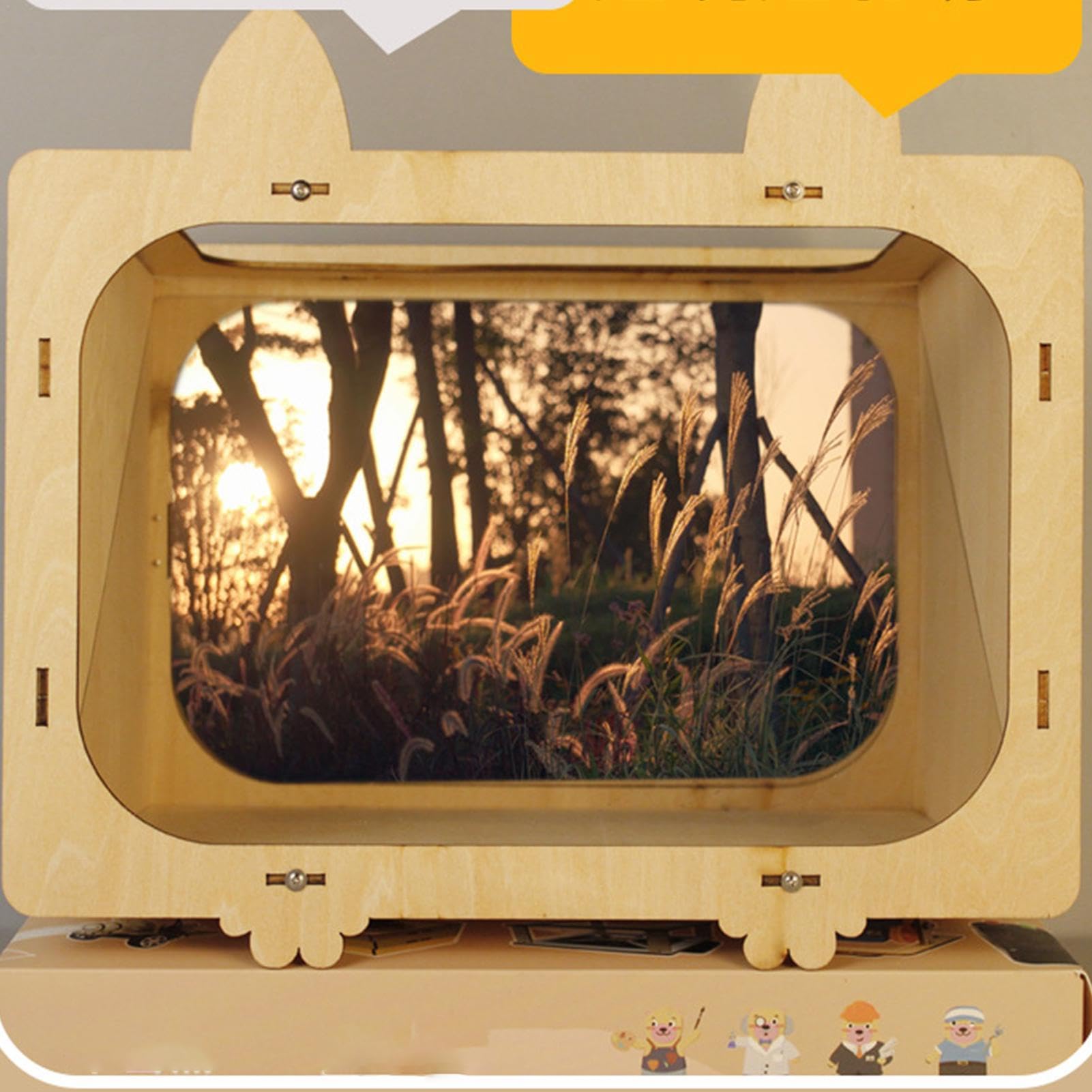 Portable Smartphone Projector for Home Theater - Wooden Cardboard Cinema Projector with Hologram Display Stand | Perfect for Movie Nights, Gaming & Visual Presentations