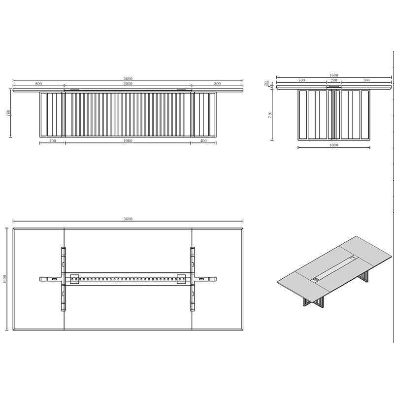 Premium VIDAL Conference Table 3.6m x 1.6m - Warm Oak & Black Finish for Executive Boardroom Meetings & Office Decor