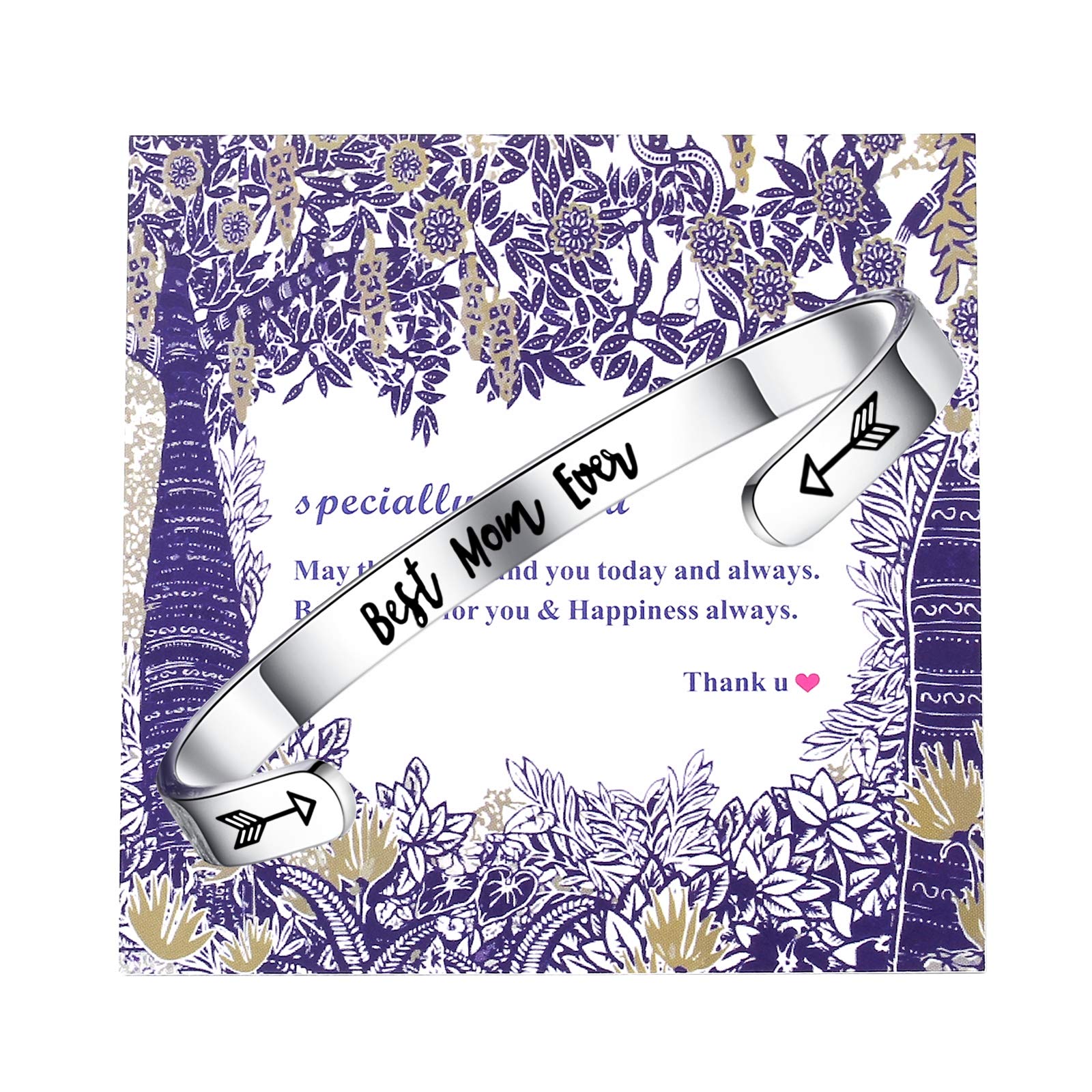 Hidden Message Bracelet for Women - Inspirational Cuff Bangle Gift Set with Box & Card - Perfect for Mom, Daughter, Sister