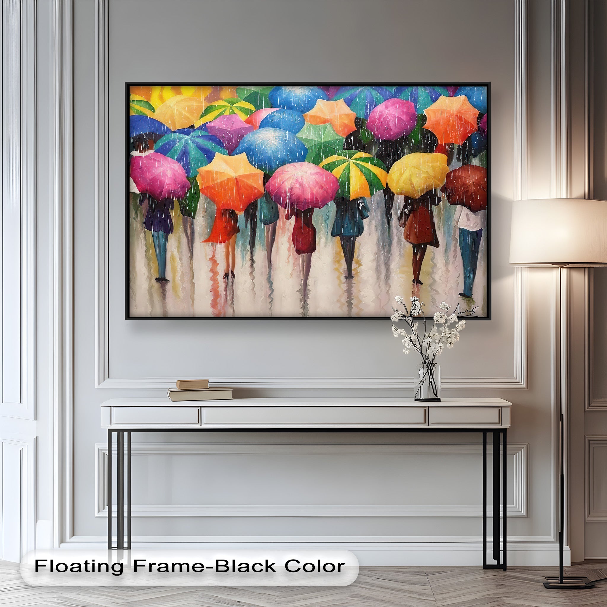 Vibrant Abstract Oil Painting - City Rain Melody Artwork for Home Decor & Office Wall Art | Modern Canvas Painting for Living Room, Bedroom & Office Spaces