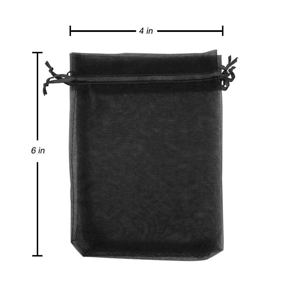 Stratalife 4x6 Inch Organza Drawstring Bags - 100PCS Black Mesh Jewelry Pouches for Jewelry, Candies & Party Favors | Perfect for Wedding, Birthday, Baby Shower & Gift Packaging