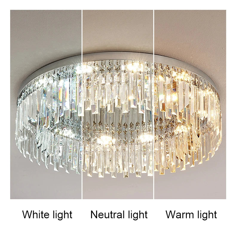 Lyla Crystal Flush Mount Ceiling Light Fixture - Modern LED Lighting for Bedroom, Living Room, Hallway & Kitchen - Elegant Home Decor Lighting Solution