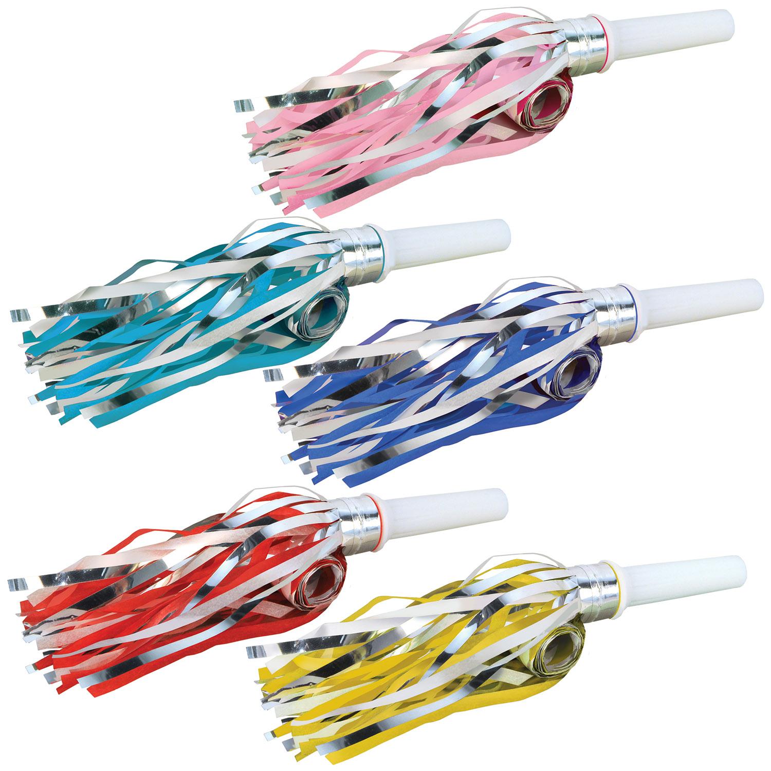 100 Pack Beistle New Year's Eve Fringed Party Blowouts - Assorted Colors for NYE Celebrations, Birthday Parties & Festive Events