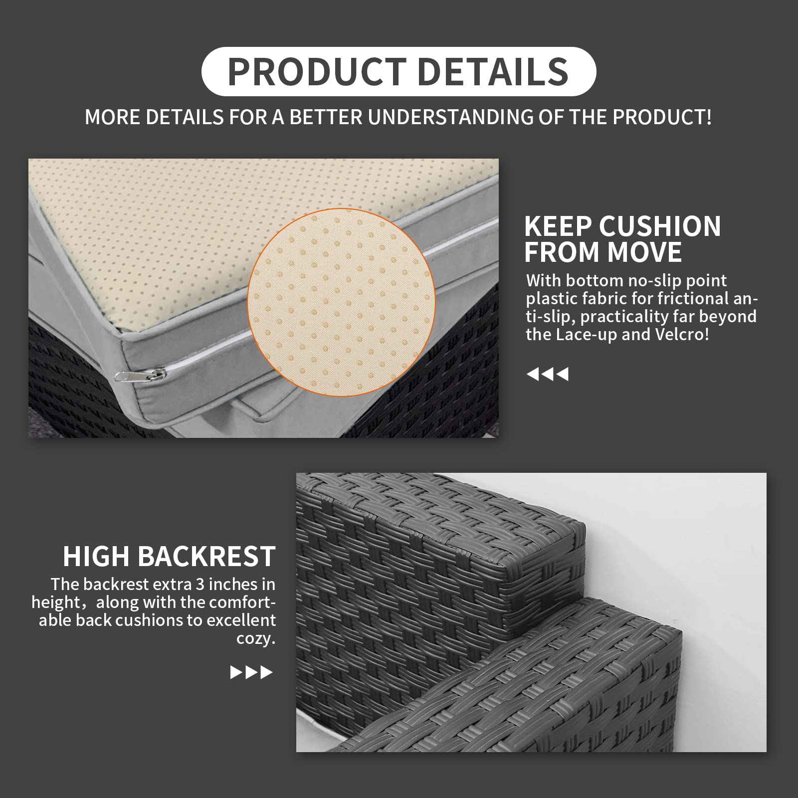Rattaner 5-Piece Outdoor Wicker Patio Furniture Set - Grey Sectional Sofa with No-Slip Cushions & Waterproof Covers | Perfect for Backyard, Poolside & Garden Relaxation