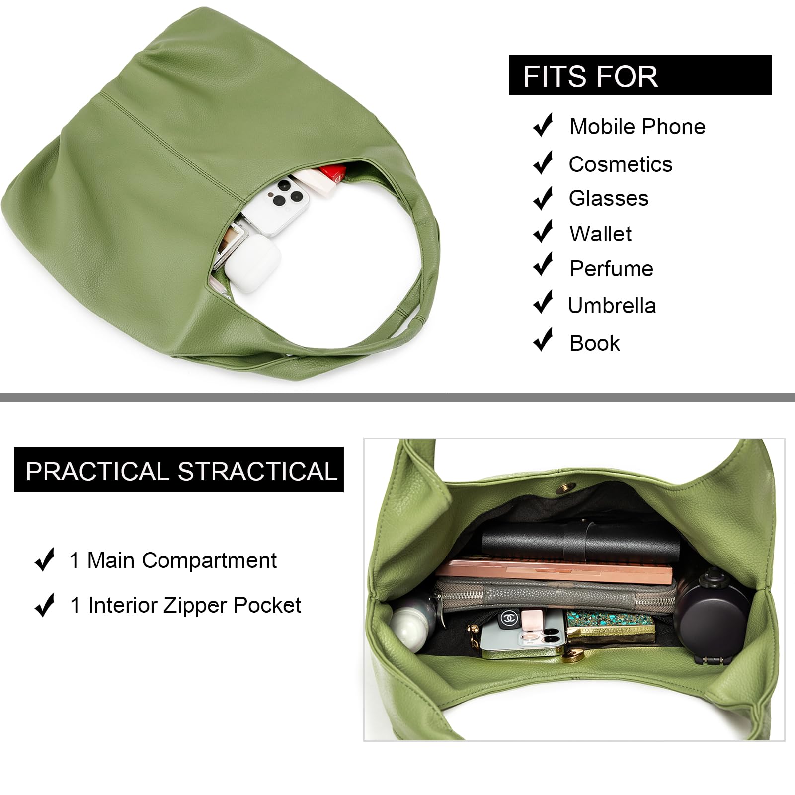 NIUEIMEE ZHOU Women's Retro Vegan Leather Hobo Shoulder Bag - Stylish Tote Clutch Purse for Work, Travel & Everyday Use