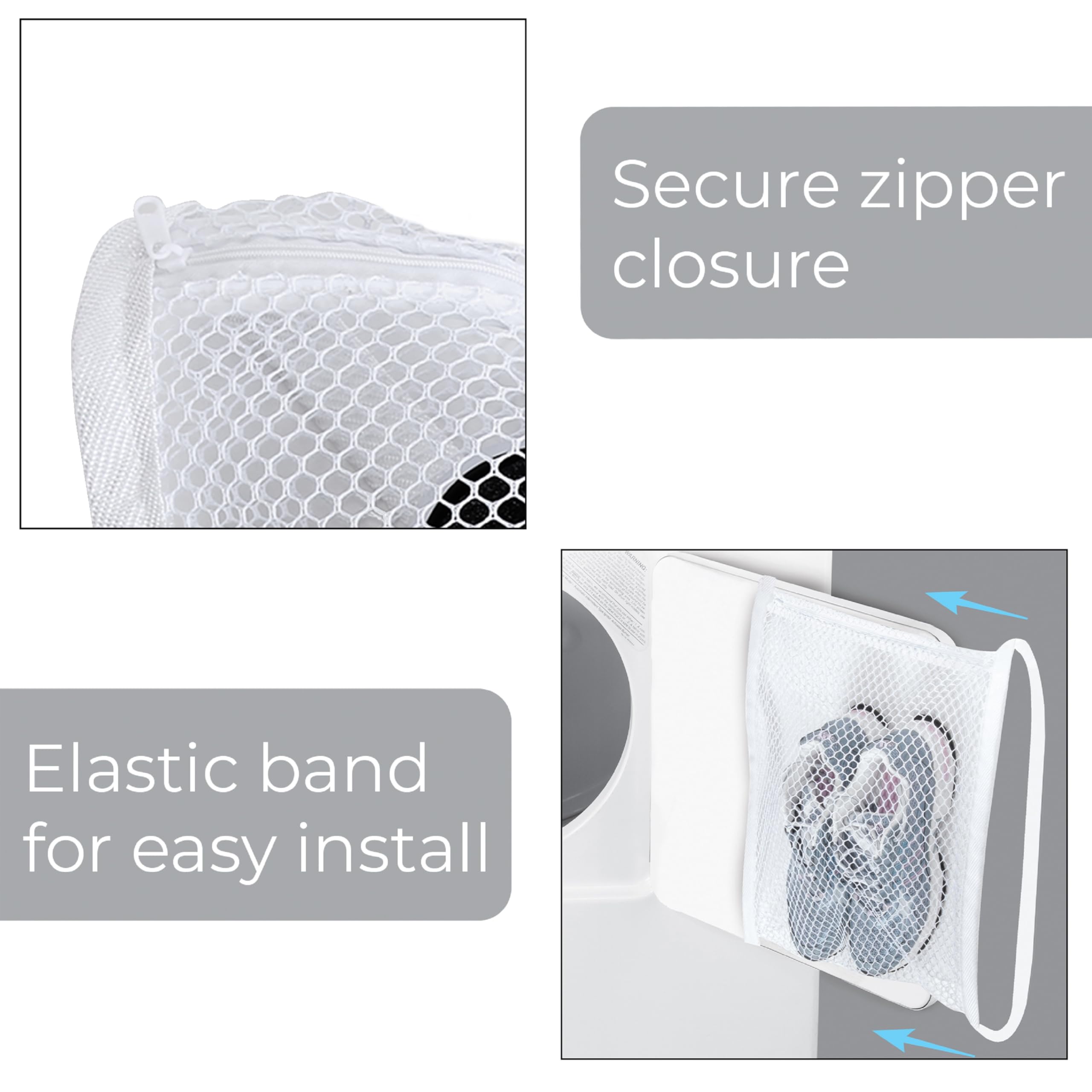 Smart Sneaker Dryer & Wash Bag with Elastic Straps - Durable Fabric for Shoes, Clothes & Laundry - 15.5 x 15.5 Inch White - Perfect for Travel, Gym & Home Organization