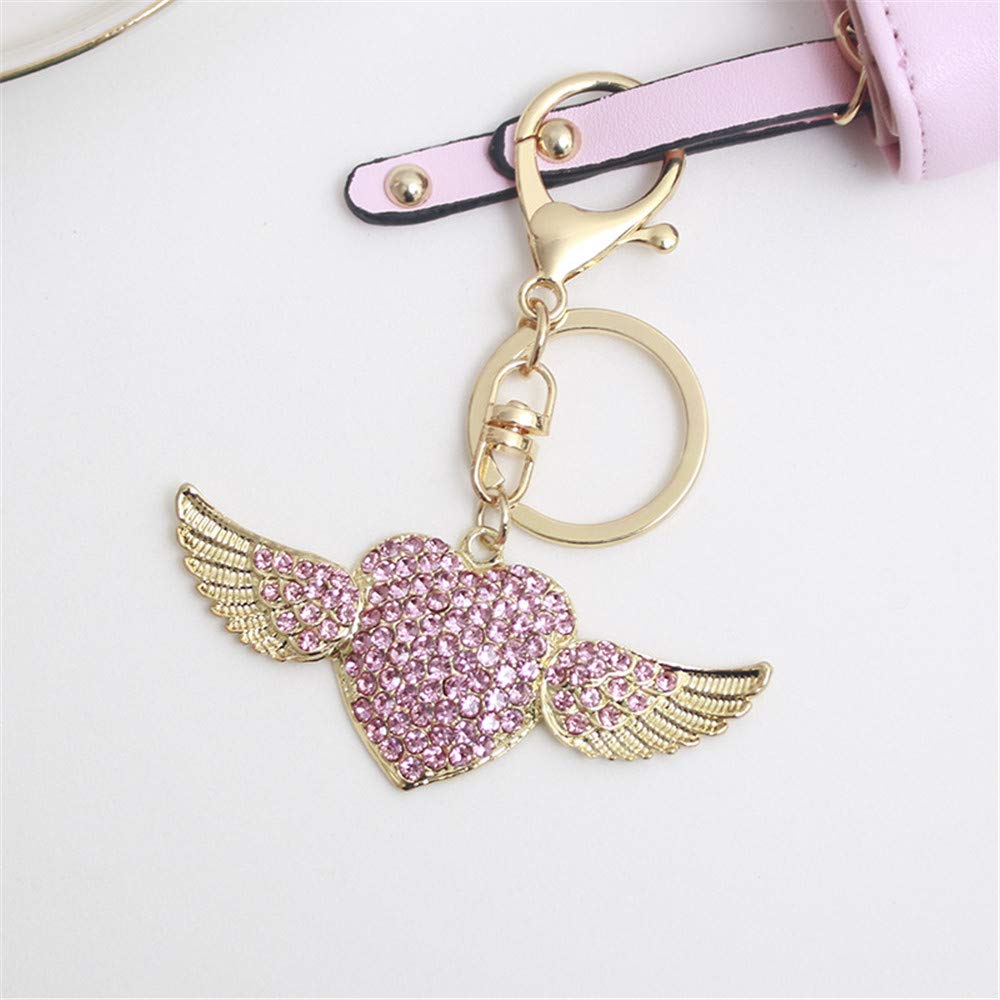 Sparkling Rhinestone Heart Keychain with Angel Wings - Elegant Crystal Car Key Holder for Women & Girls - Perfect Gift for Valentine's Day, Birthday, and Everyday Carry