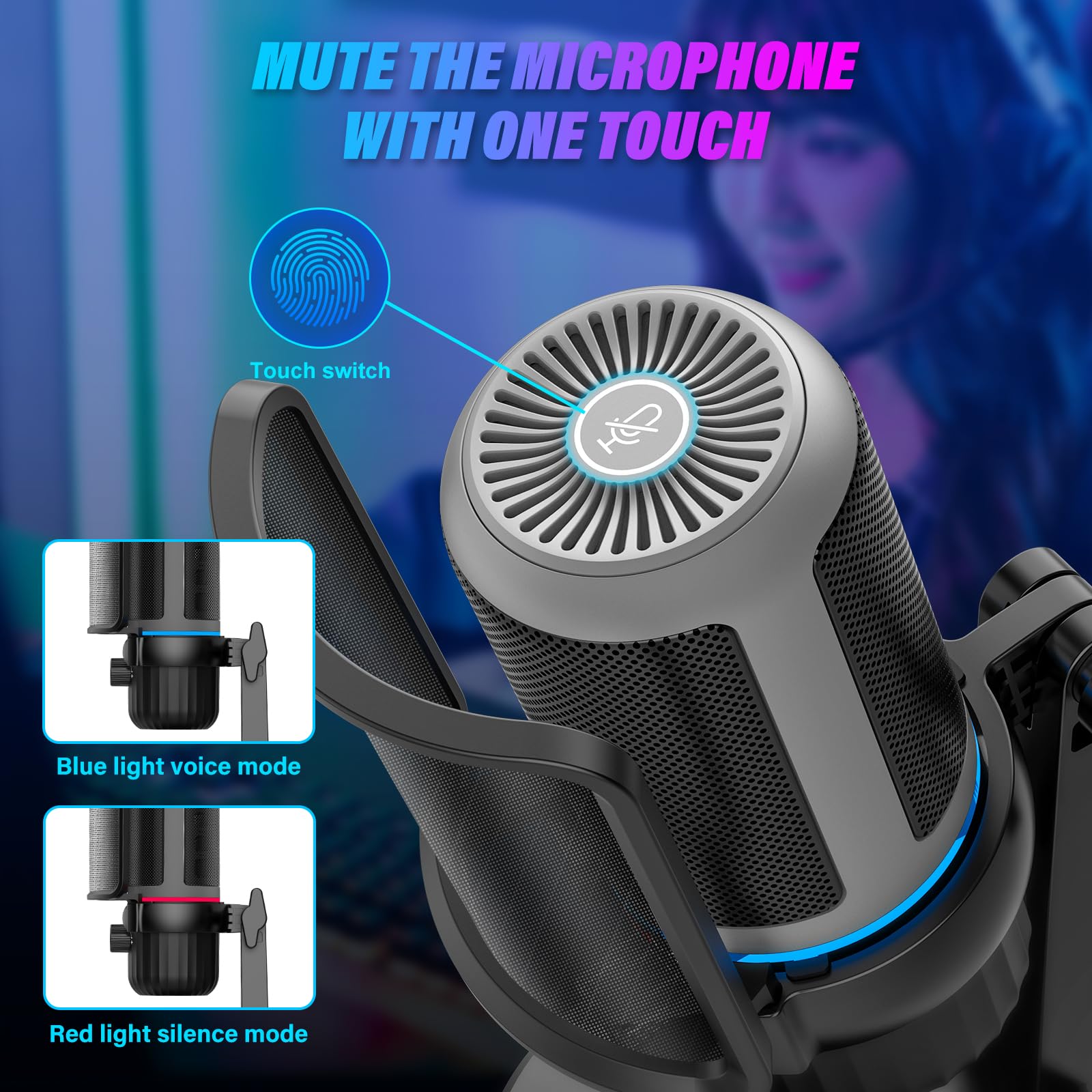 JOUNIVO USB Microphone for PC - Noise Cancelling Computer Mic for Gaming, Podcasting & Streaming | Professional Condenser Mic with Clear Audio (JV908) | Perfect for Twitch, Discord & Zoom Calls