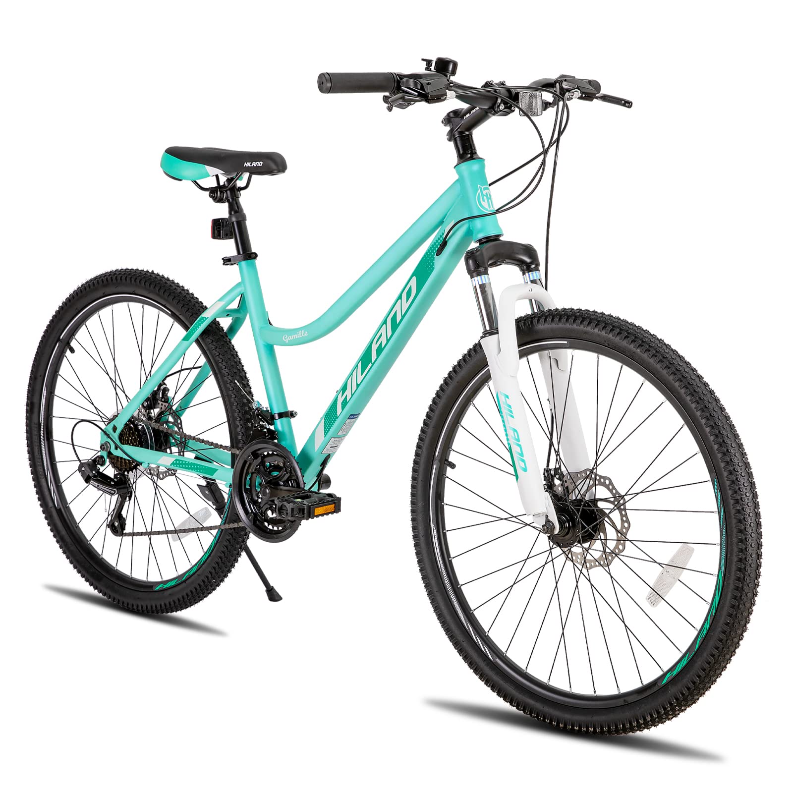 Hiland 26 Inch Women's Mountain Bike with Step-Through Frame, Shimano 21-Speed Gears, Suspension Fork - Comfortable MTB for Women & Men Adults - Perfect for Trail Riding, Commuting & Outdoor Adventures