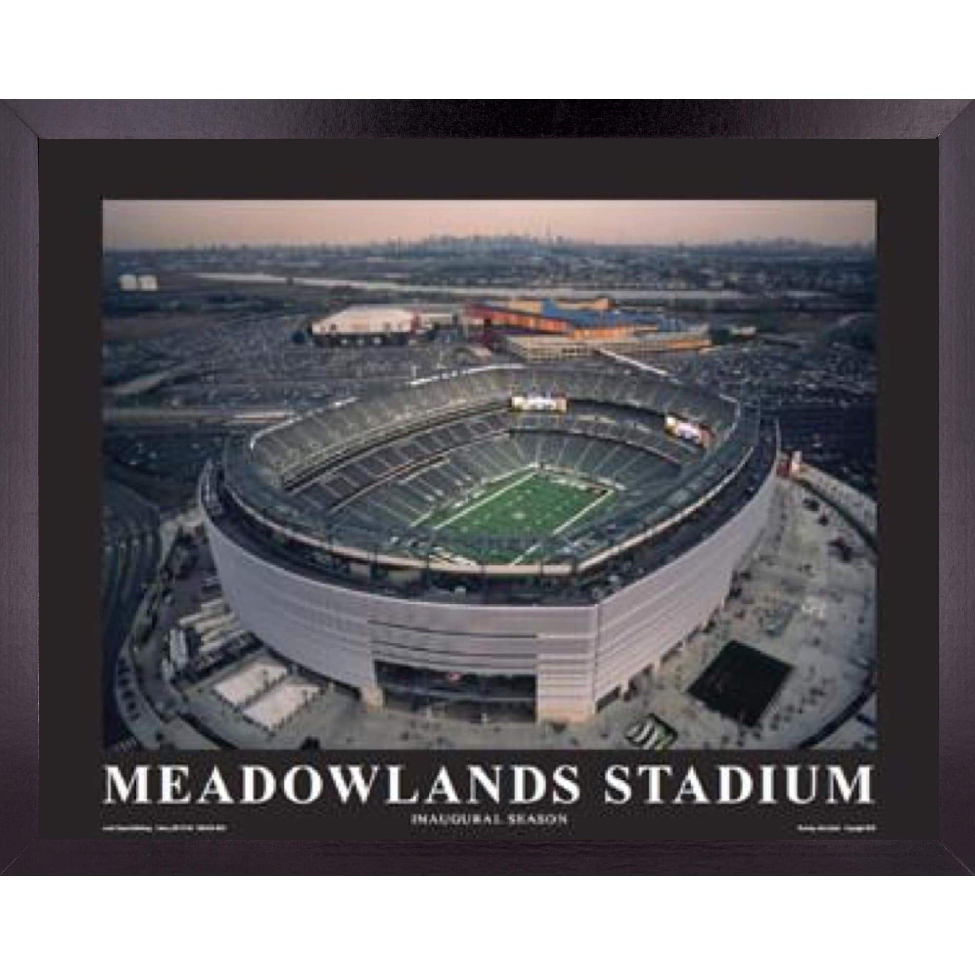 New York Football Stadium Skyline Framed Wall Art Print | 23x29 Inches | NY Giants Meadowlands Aerial View Poster | Modern Home & Office Decor | Perfect Gift for Sports Fans & College Dorm Room