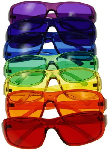 Color Therapy Glasses for Stress Relief & Mood Enhancement – Small Size Sunglasses Set of 7 Colors – Perfect for Meditation, Yoga & Light Sensitivity Relief