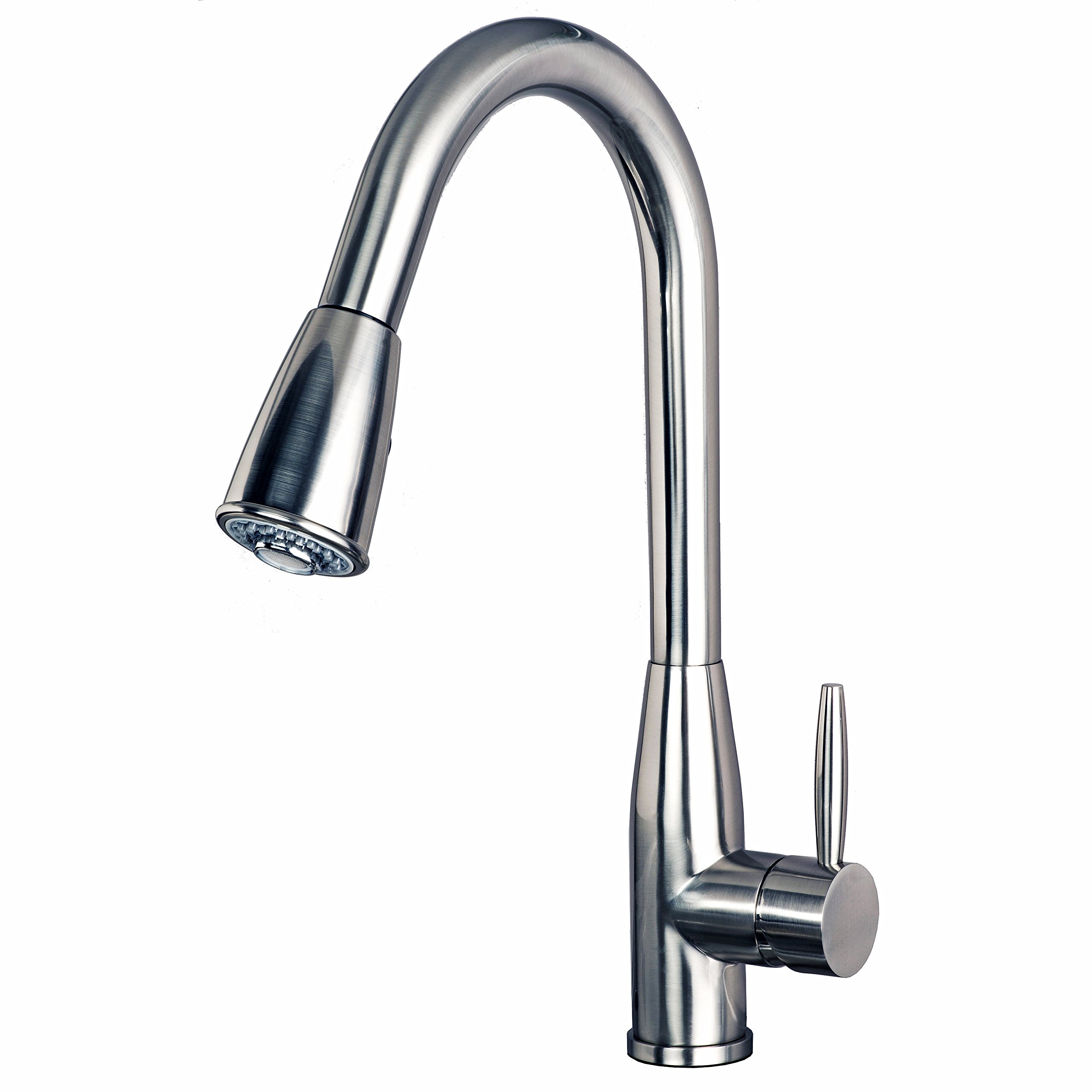 1150SS Single Handle Pull-Down Kitchen Faucet - 16 Inch Stainless Steel Sink Faucet with High Arc Spout for Modern Kitchen, Dish Washing & Food Prep