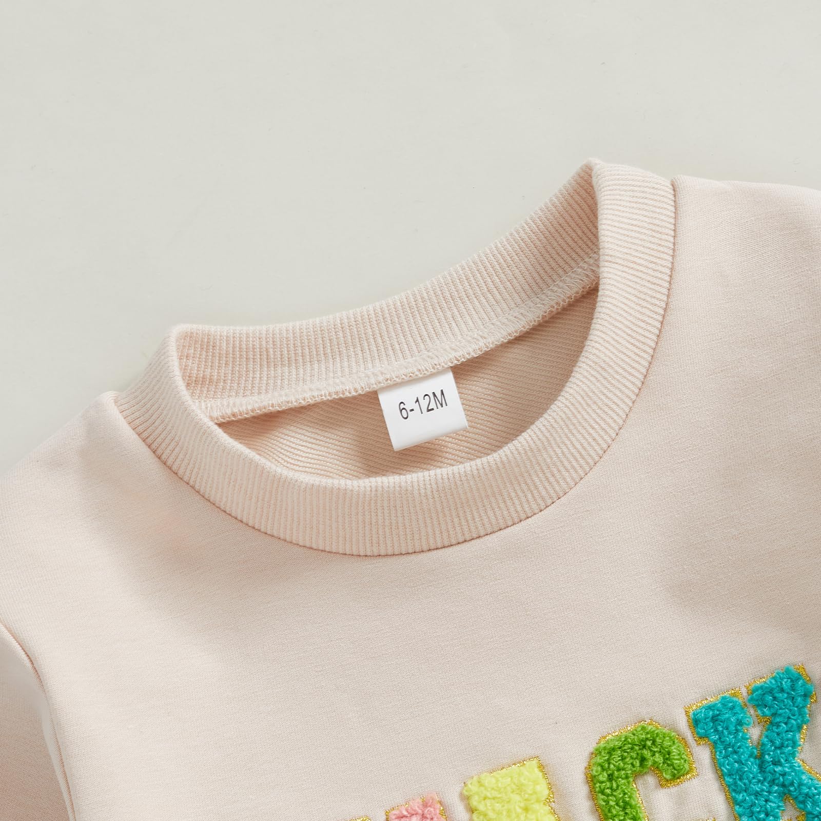 Adorable Baby Boy & Girl Sweatshirt - Colorful Letter Embroidery, Long Sleeve Crewneck Fall Sweater | Perfect for Toddler Playdates, Family Photos & Seasonal Outfits
