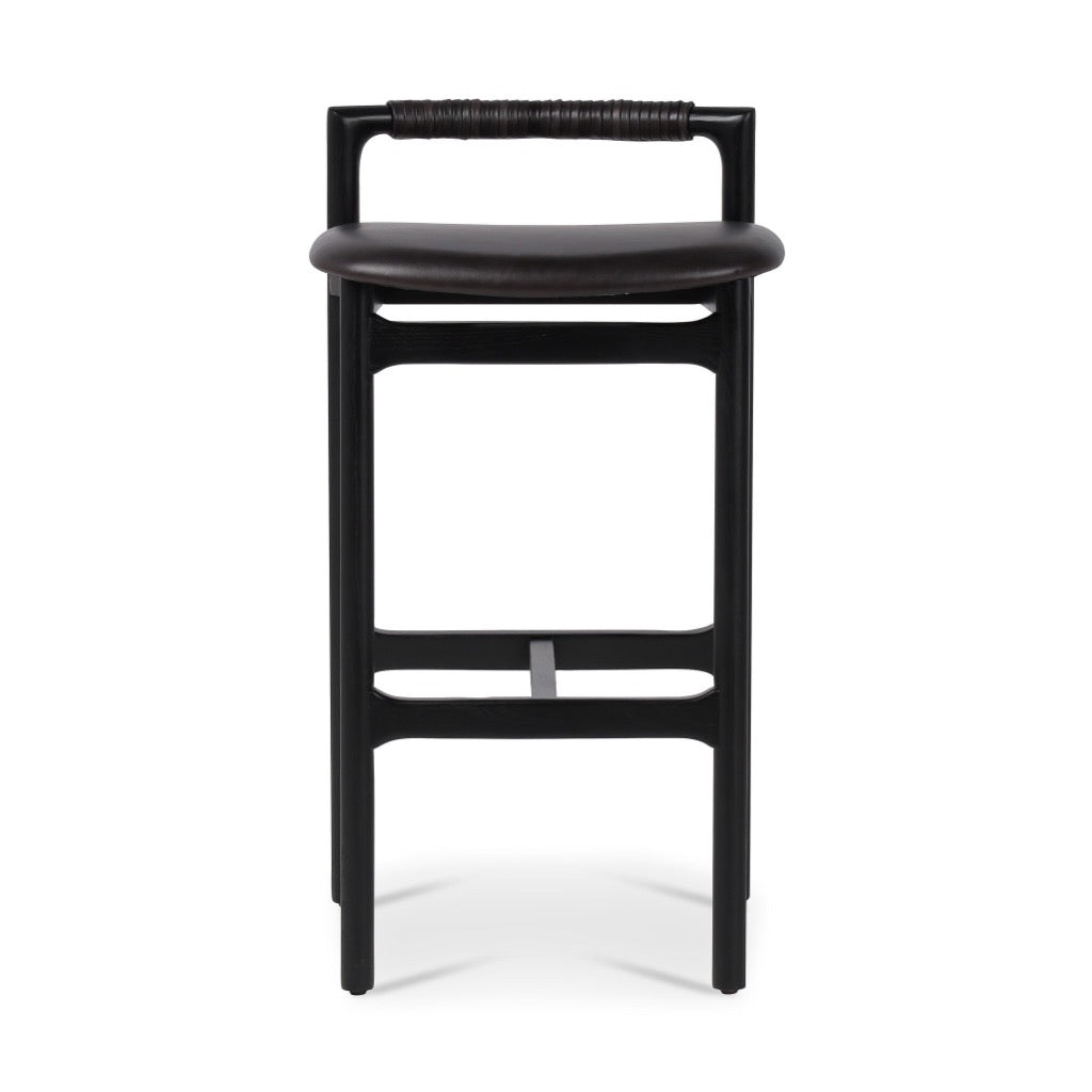 Baden Stool Sonoma Black - Modern Bar Stool for Kitchen Island, Dining Room & Home Decor - Adjustable Height & Comfortable Seating