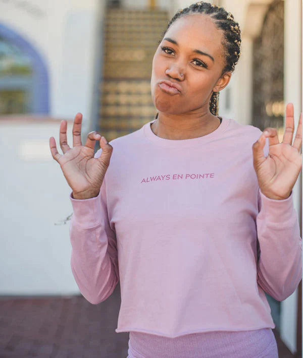 Always En Pointe Long Sleeve Crop Top - Ballet-Inspired Workout Shirt for Yoga, Dance & Fitness | Breathable & Stretchy Performance Tee