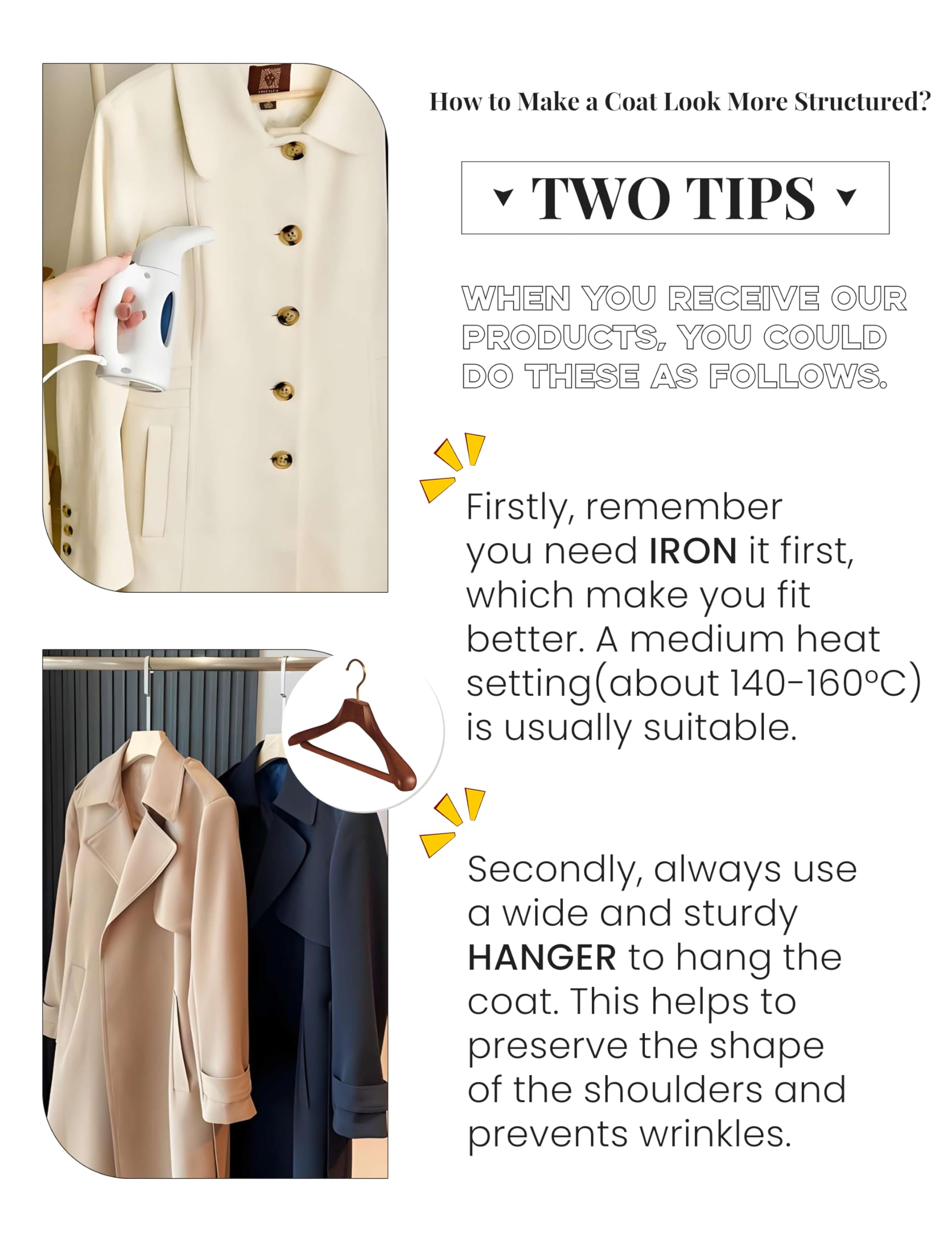Omoone 2024 Women's Winter Wool Blend Pea Coat - Mid-Length Trench Coat with Pockets | Warm Elegant Outerwear for Work, Dating & Holiday Events