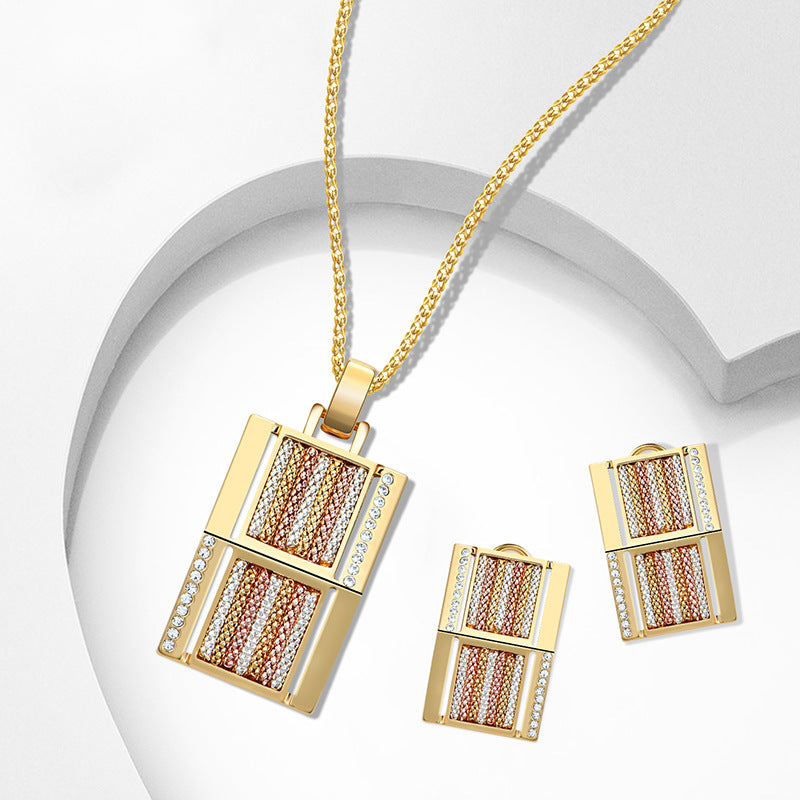 Stylish Square Alloy Two-Piece Jewelry Set - Exaggerated Fashion Jewelry Collection for Women | Perfect for Parties, Date Nights & Special Occasions