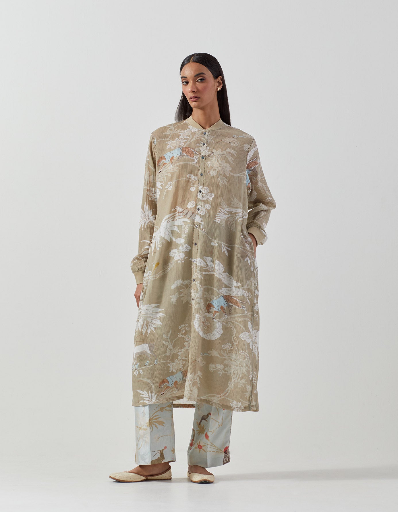 Sparsh Women's Cotton Crepe Dress in Oyster Grey - Elegant Casual Wear for Office, Party & Everyday Outfits