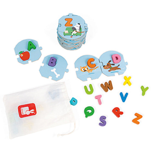 JANOD Learn the Alphabet Puzzle - Wooden ABC Learning Toy for Toddlers & Preschoolers - Educational Puzzle for Early Childhood Development - Perfect for Homeschooling & Classroom Activities