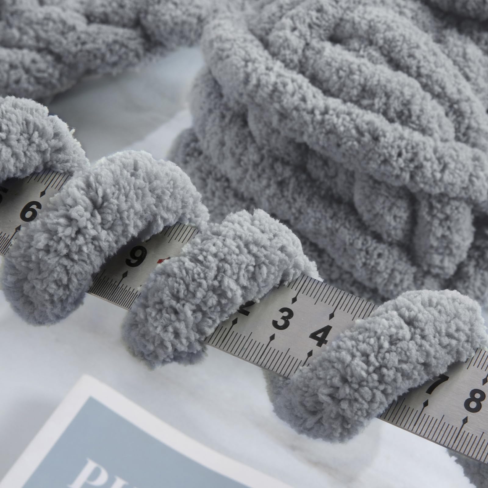 MABOZOO 8 Pack Chunky Chenille Yarn - Soft Fluffy Jumbo Yarn for Crocheting & Knitting (Medium Grey, 31.7 Yds/8 Oz Each) - Perfect for DIY Blankets, Scarves, and Home Decor Projects