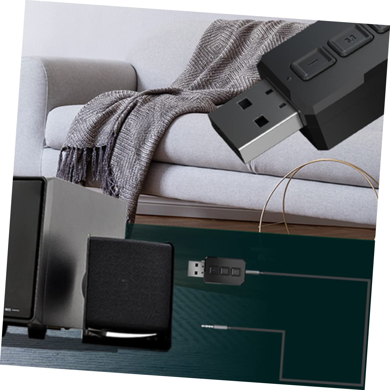 Jojofuny 4pcs Wireless Audio Adapter & Transmitter - USB Cordless Headset Converter for Gaming, TV, PC, and Home Theater