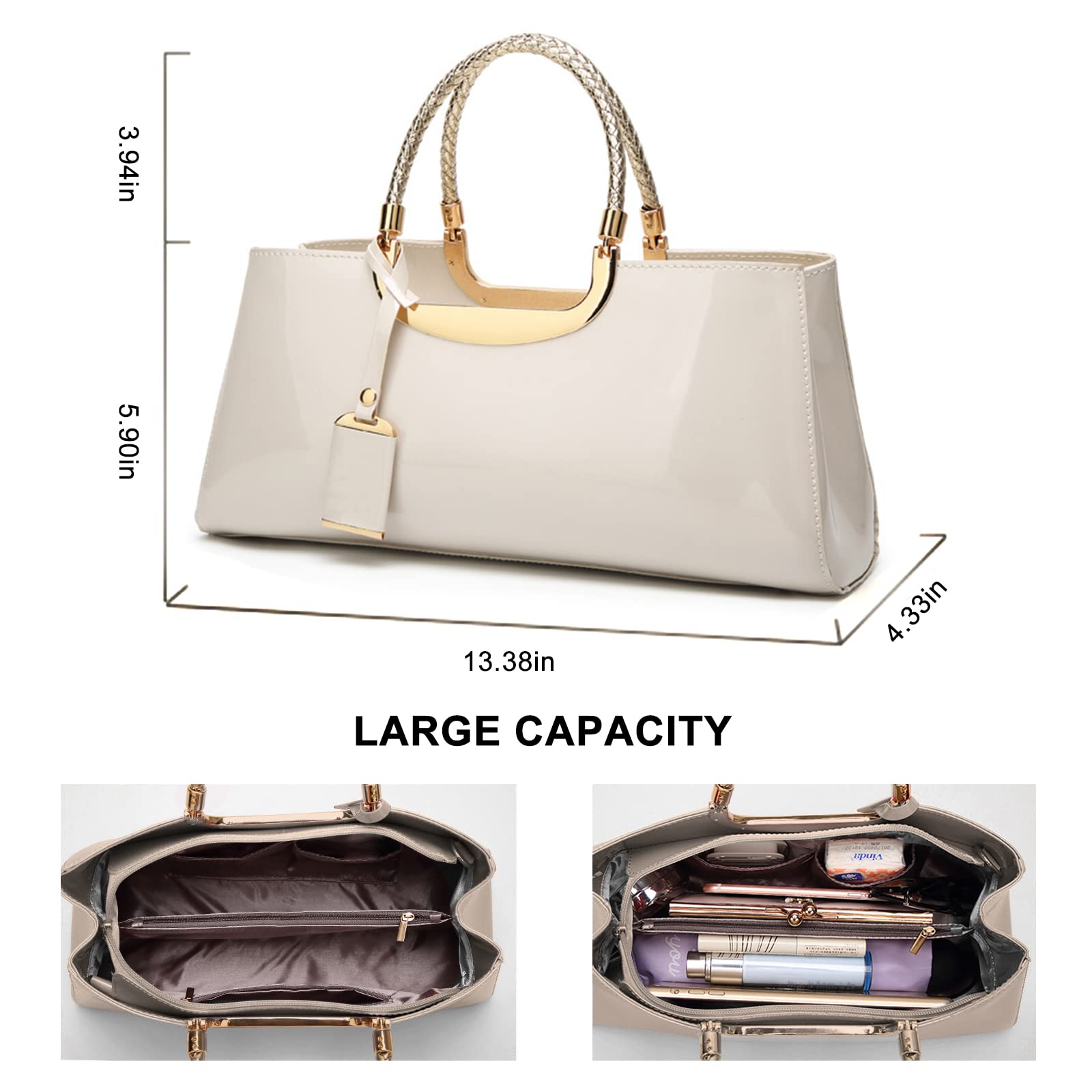 Jessie Women's Patent Leather Shoulder Bag - Party & Evening Crossbody Purse for Outings
