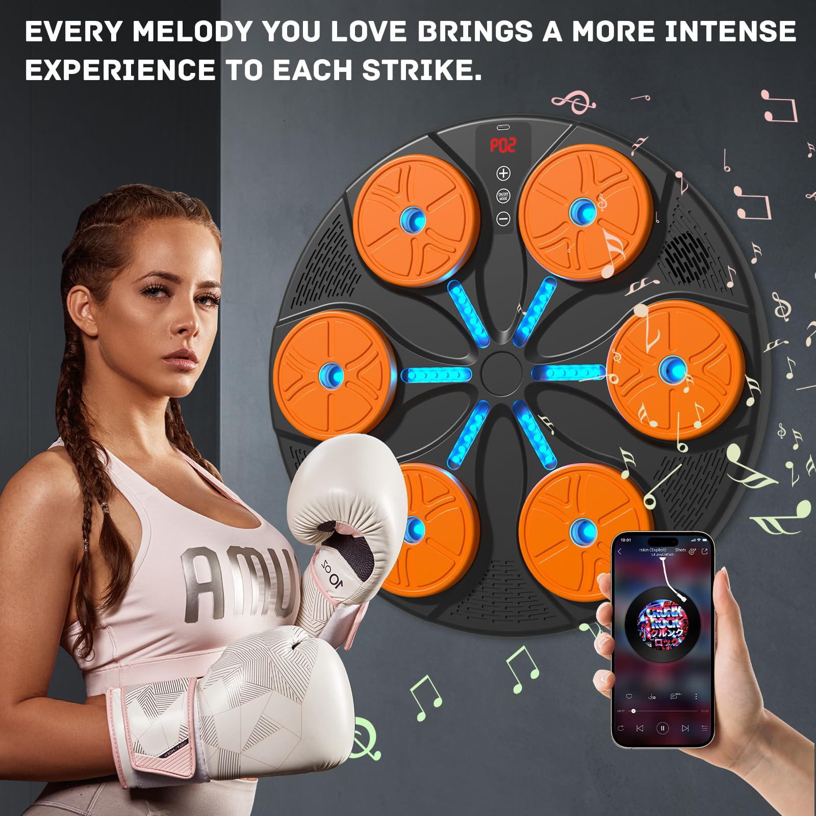 Smart Bluetooth Music Boxing Machine - Wall Mounted Punching Bag for Adults & Kids | Home Gym, Office & Boxing Training Equipment - Perfect for Fitness, Stress Relief & Fun Workouts