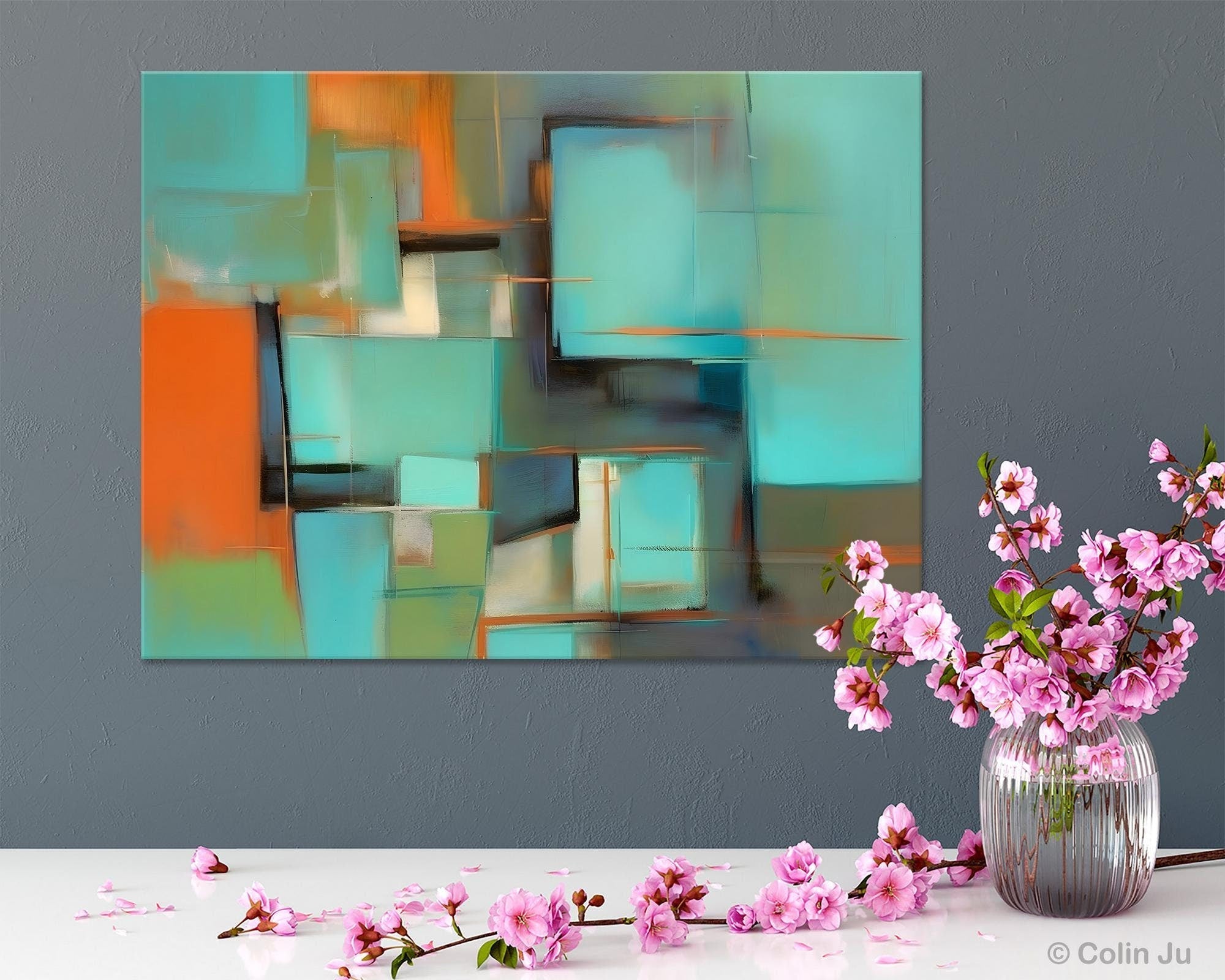 Large Modern Abstract Canvas Wall Art - Hand Painted Original Acrylic Painting for Bedroom Decor | Contemporary Home & Office Wall Decor