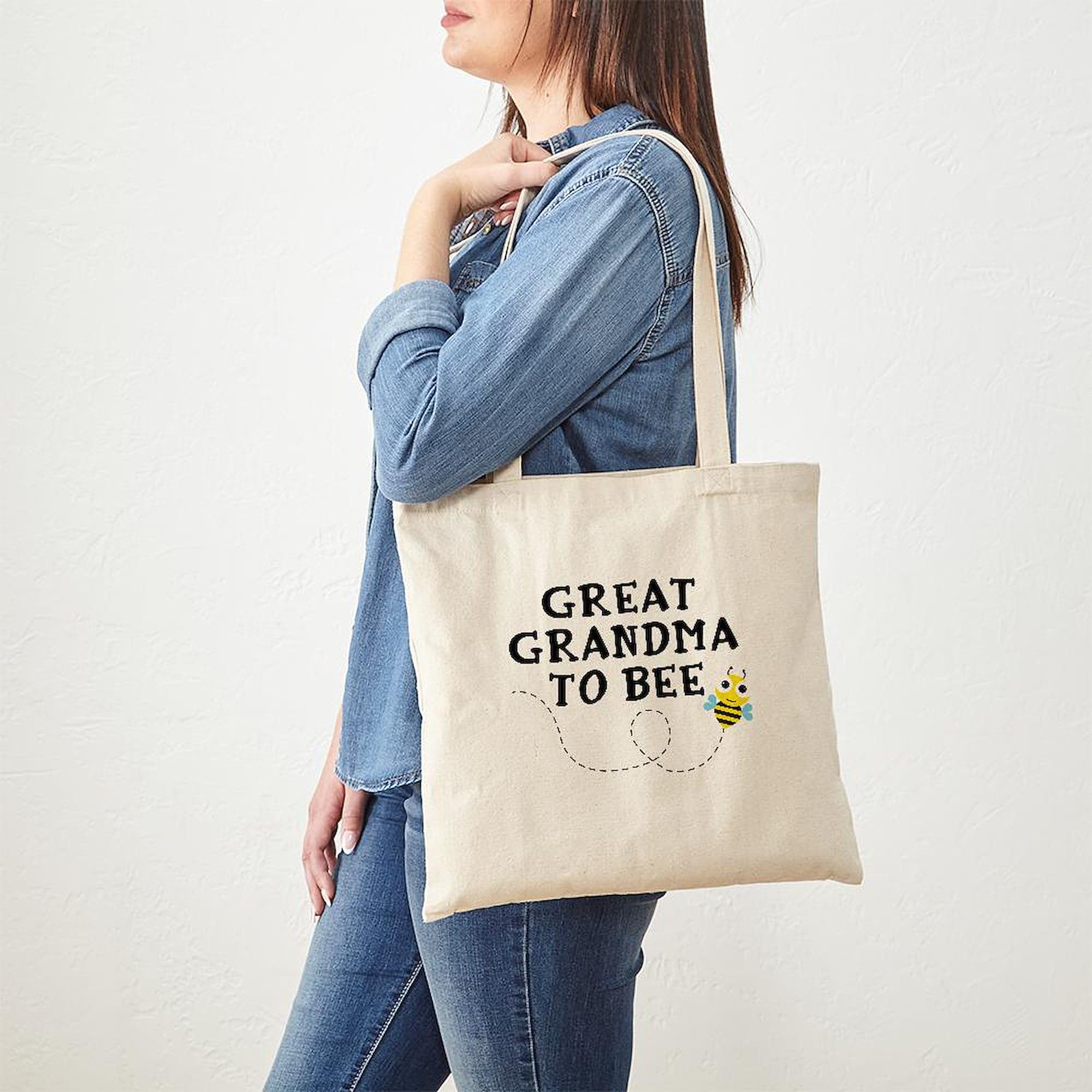 Great Grandma To Bee Natural Canvas Tote Bag - Reusable Shopping Bag for Groceries, Beach & Everyday Use | Eco-Friendly Cotton Tote Gift for Grandmothers