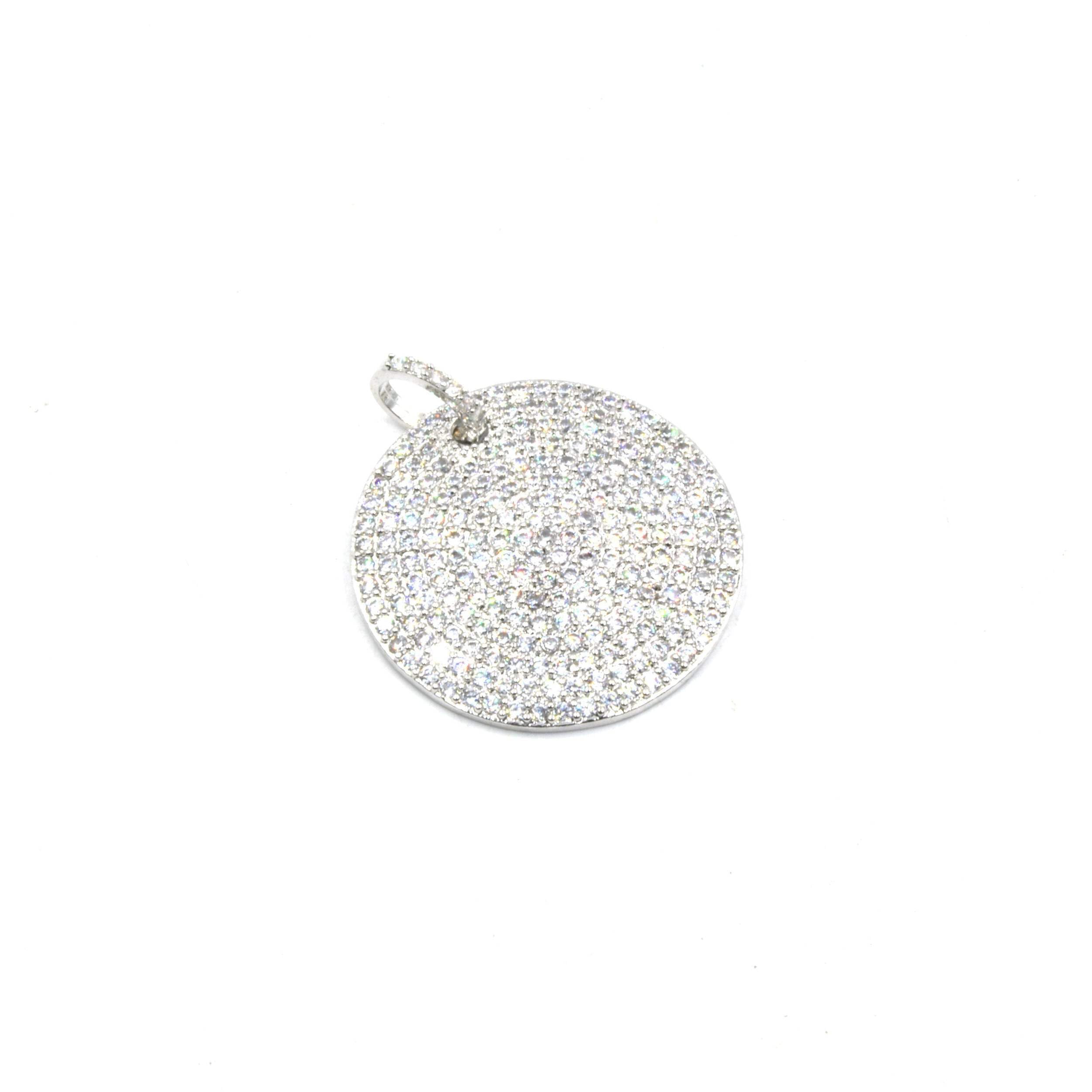 CZ Circle Pendant Necklace - 29mm Round Cubic Zirconia Charm in Rose Gold, Silver, Gunmetal & Bronze - Perfect for Layering, Gifts & Everyday Jewelry