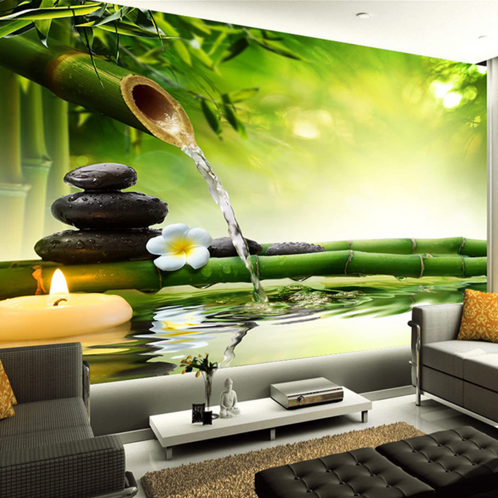 LJZCLOCK 3D Mural Wallpaper - Bamboo Peel and Stick Removable Wallpaper for Living Room, Bedroom & Study - Self-Adhesive Large Wall Decor (138''W x 96''H) - Perfect for Home Renovation, Accent Walls & DIY Interior Design