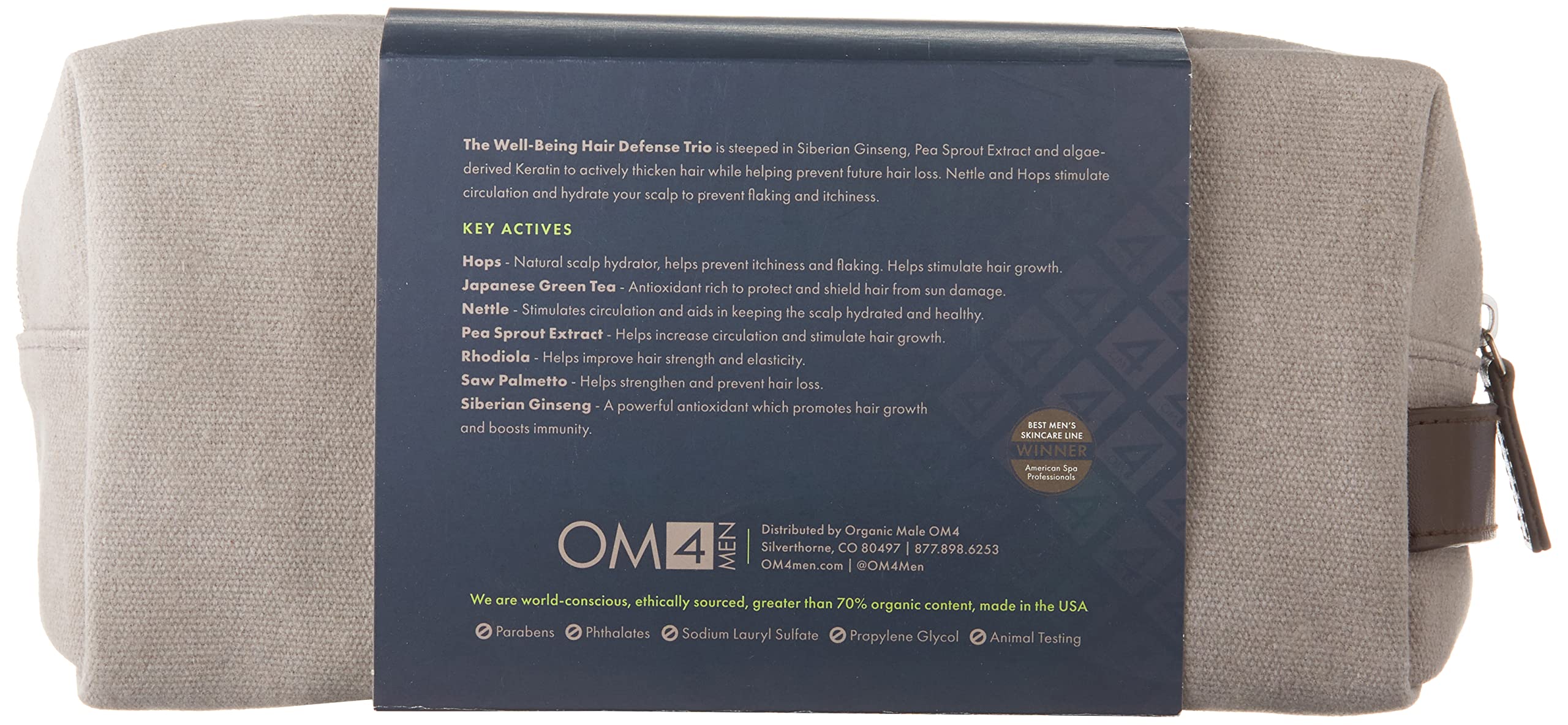 OM4 Hair Care Trio & Travel Bag for Men - Invigorating Shampoo, Conditioner & Hair Elixir Kit for Healthy Hair & Scalp | Perfect for Travel, Gym & Daily Hair Care Routine