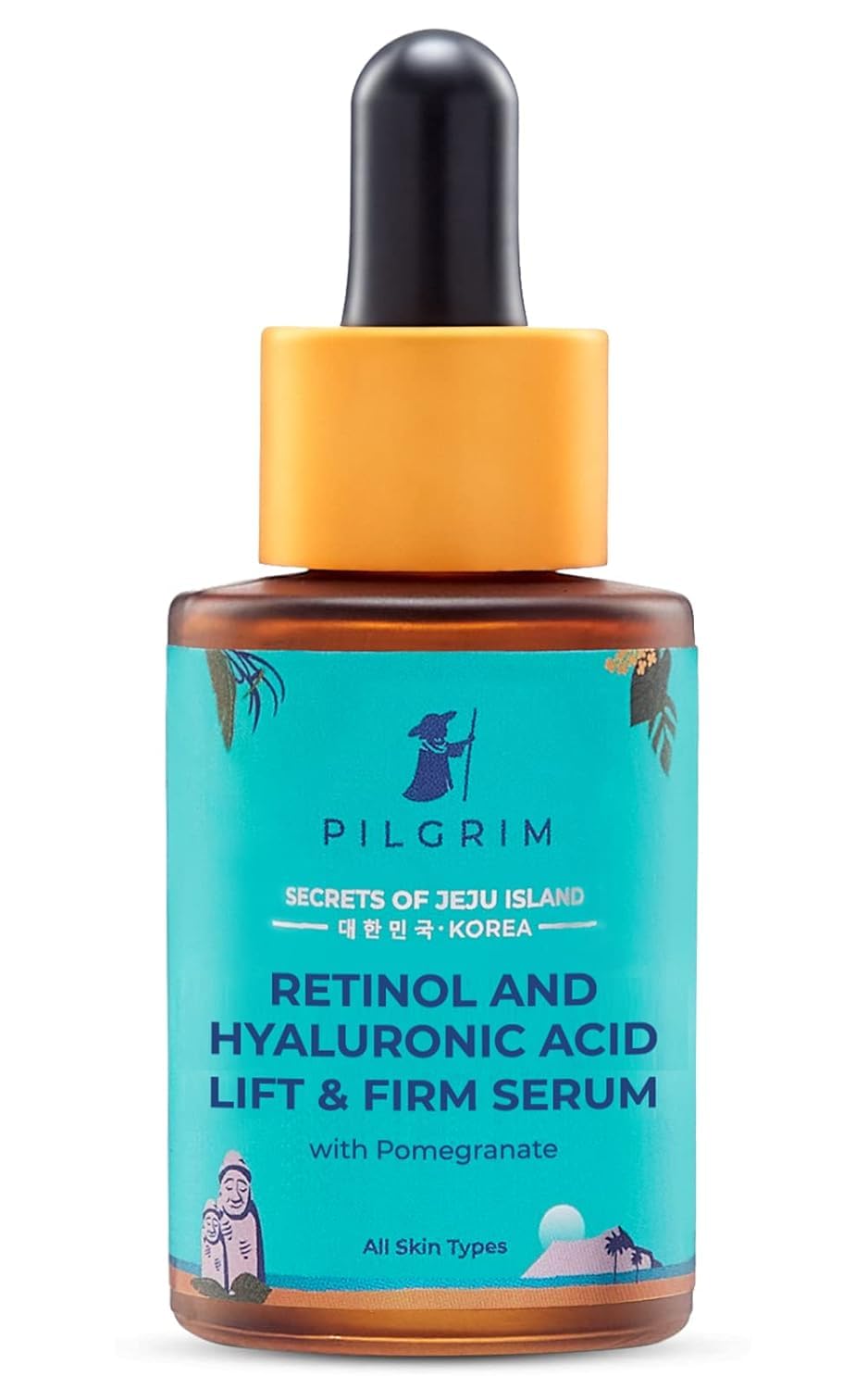 PILGRIM Korean 0.5% Retinol & 1% Hyaluronic Acid Anti-Aging Face Serum - Lift & Firm, Reduce Wrinkles & Fine Lines for All Skin Types (30ml) | Men & Women | Day & Night Skincare Routine, Perfect for Dry & Mature Skin