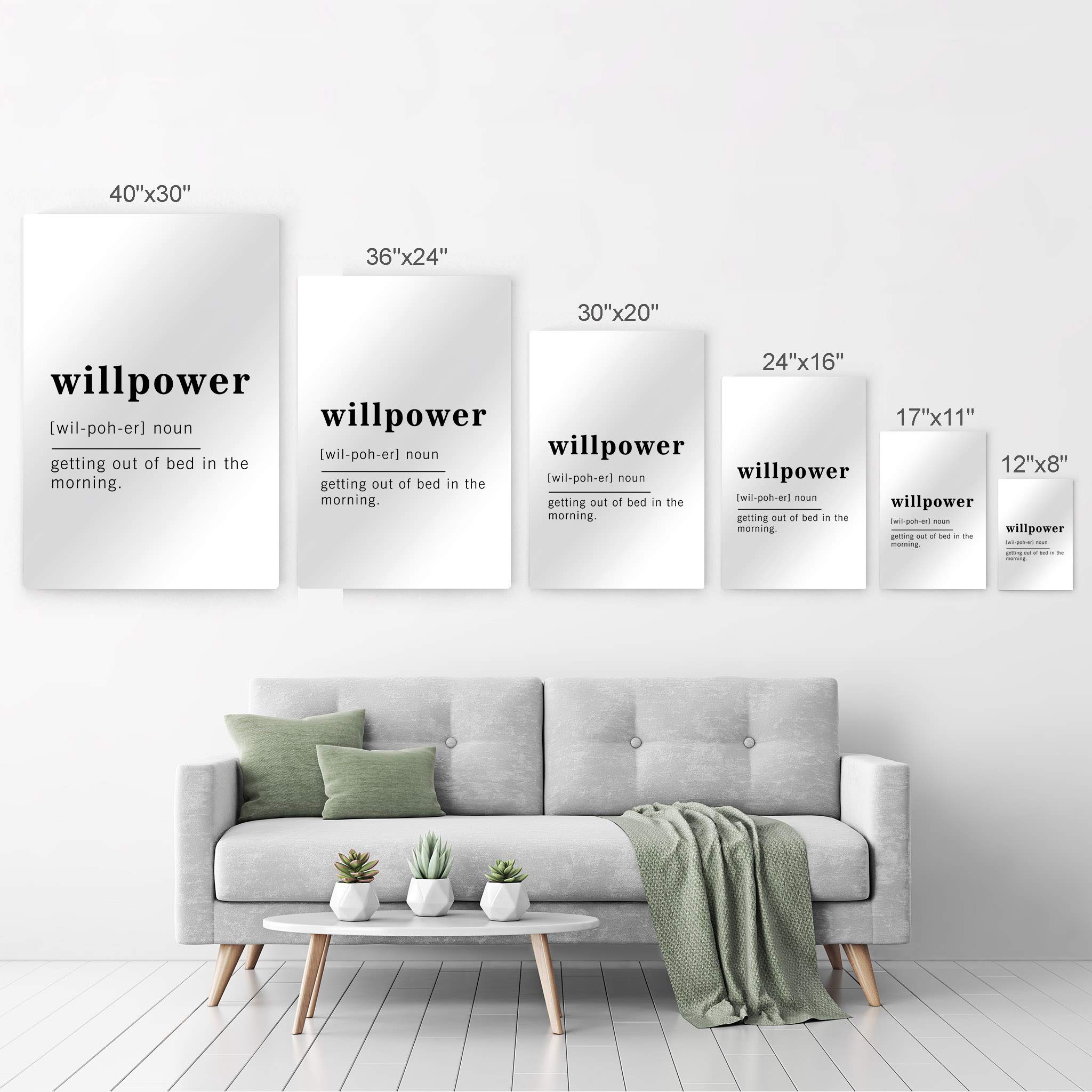 Funny Noun Dictionary Definition of Willpower Metal Print - Inspirational Quote Sign for Office, Living Room, Bedroom & Bathroom - Ready to Hang Wall Art Home Decor - Made in USA 40x30 - Perfect for Motivation & Humor in Workspaces or Gift Giving