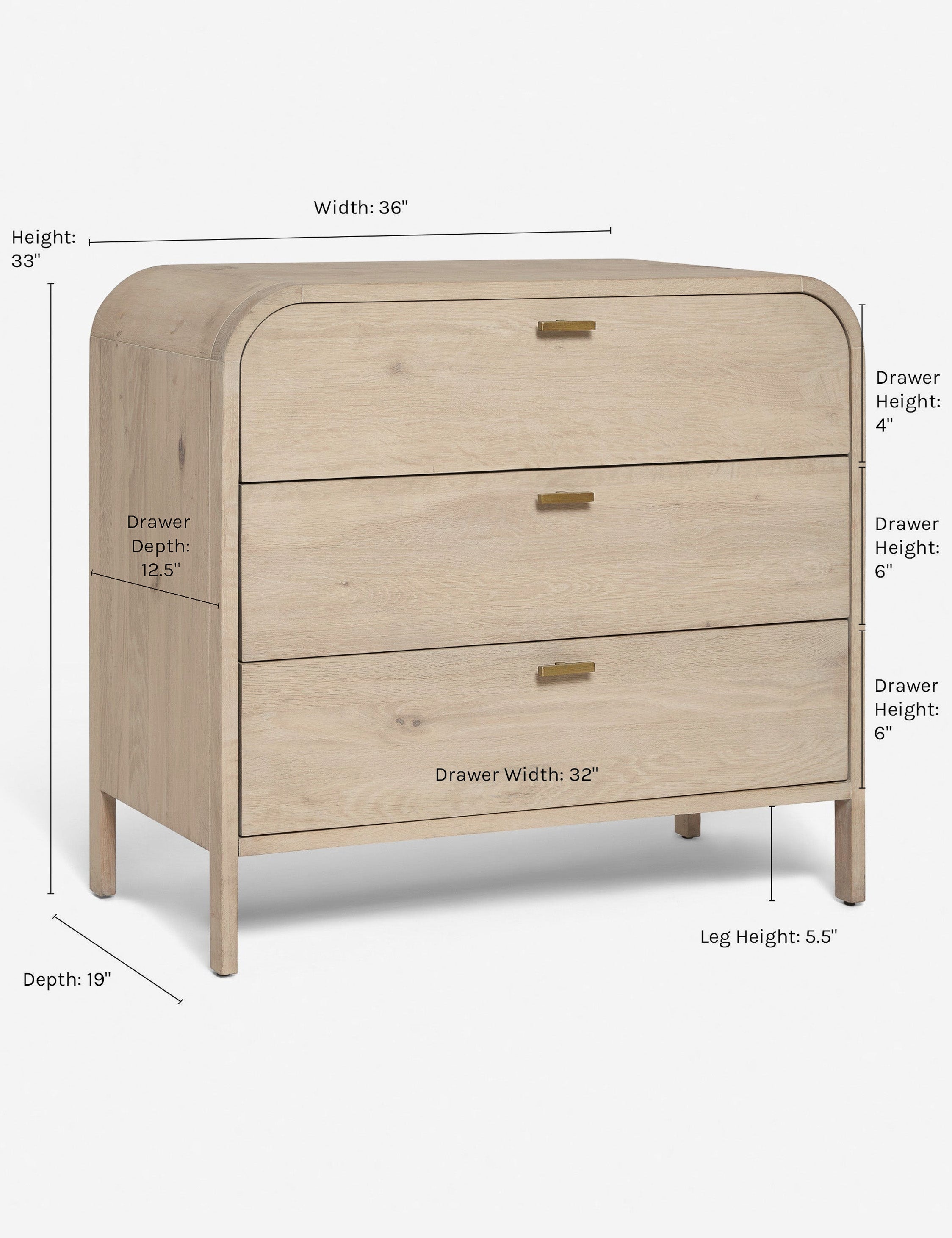 Brooke 3 Drawer Dresser - Modern Wooden Chest of Drawers for Bedroom, Nursery & Closet Organization - Perfect for Storage & Home Decor