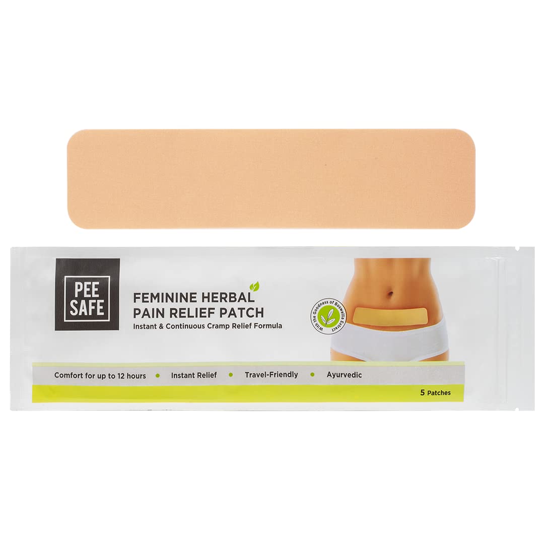 Pee Safe Feminine Herbal Pain Relief Patches (5 Pack) | Natural Period Cramp Relief | Drug-Free & No Side Effects | Long-Lasting 12-Hour Comfort | Discreet & Skin-Friendly Design | Perfect for Work, Travel & Active Lifestyles