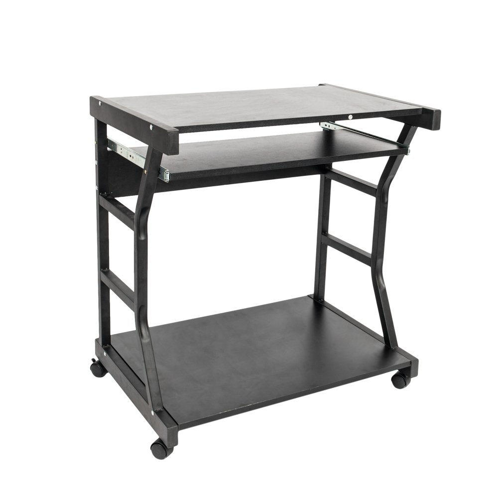 JIAD Mobile Computer Desk Cart with Keyboard Tray & Printer Shelf - Adjustable Home Office Desk, Rolling Laptop Workstation, Study Writing Table on Wheels - Perfect for Small Spaces, Dorm Rooms & Office Workstations