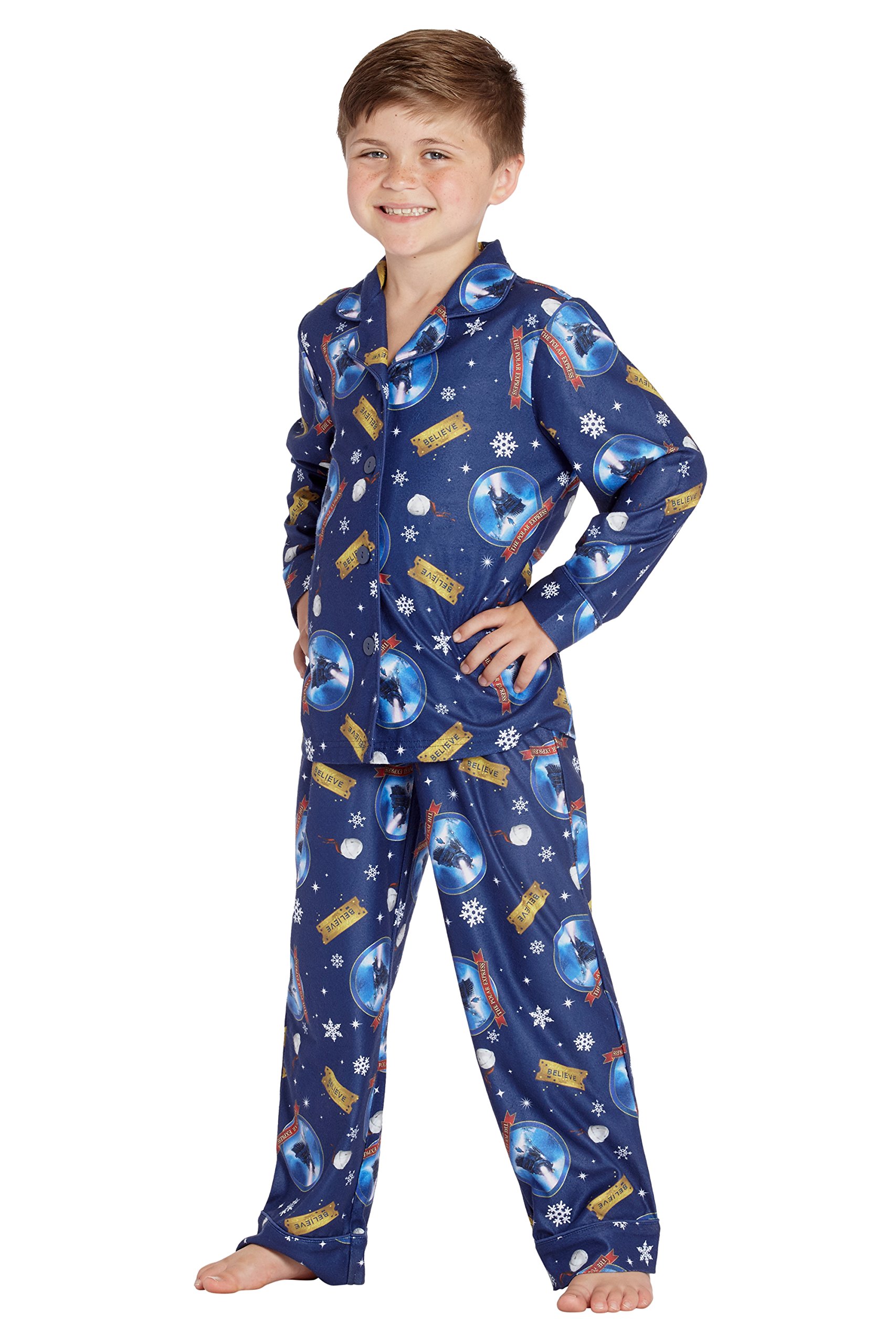 The Polar Express Kids' Button-Front Pajama Set - Cozy Christmas Pajamas for Boys & Girls | Perfect for Holiday Movie Nights & Christmas Morning