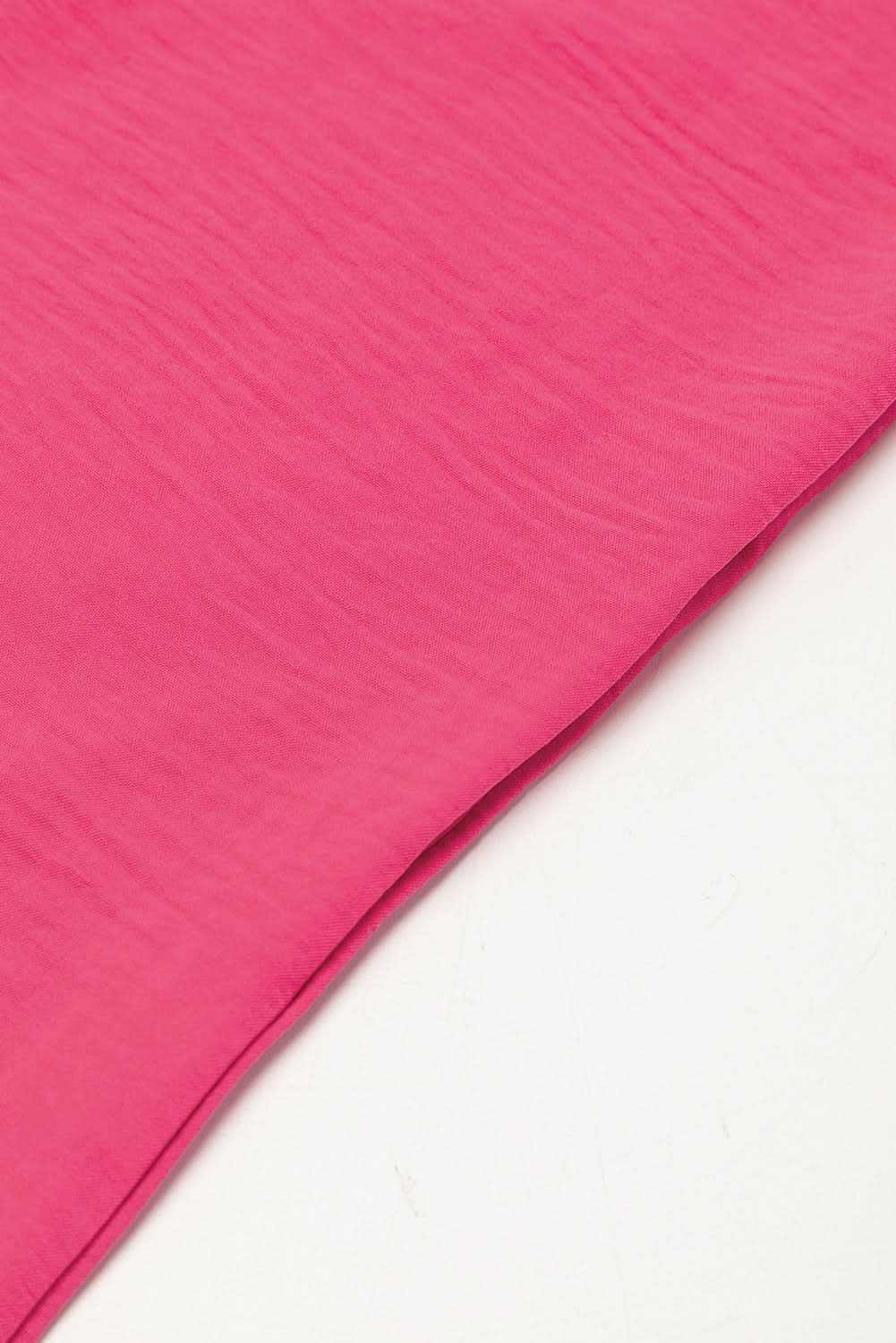Bright Pink Half Button Collared Loose Romper for Women - Summer Casual Jumpsuit with Pockets | Perfect for Beach, Vacation & Outdoor Activities