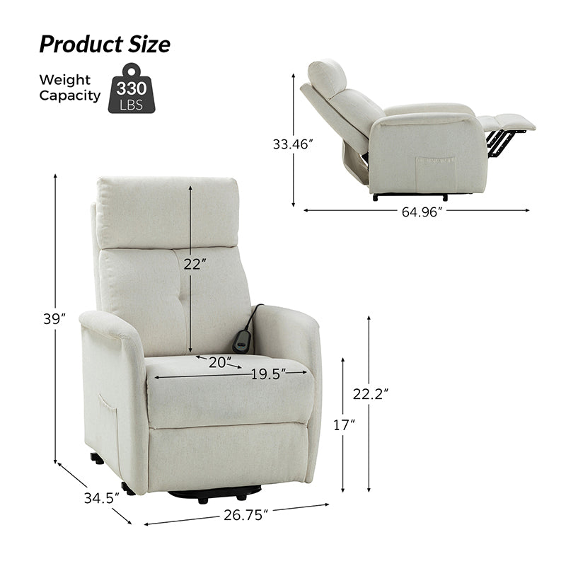 Serena Power Recliner Chair with Massage & Heat - Electric Lift Recliner Sofa for Living Room, Elderly & Home Theater Comfort (Brown) - Perfect for Relaxation, Movie Nights & Pain Relief