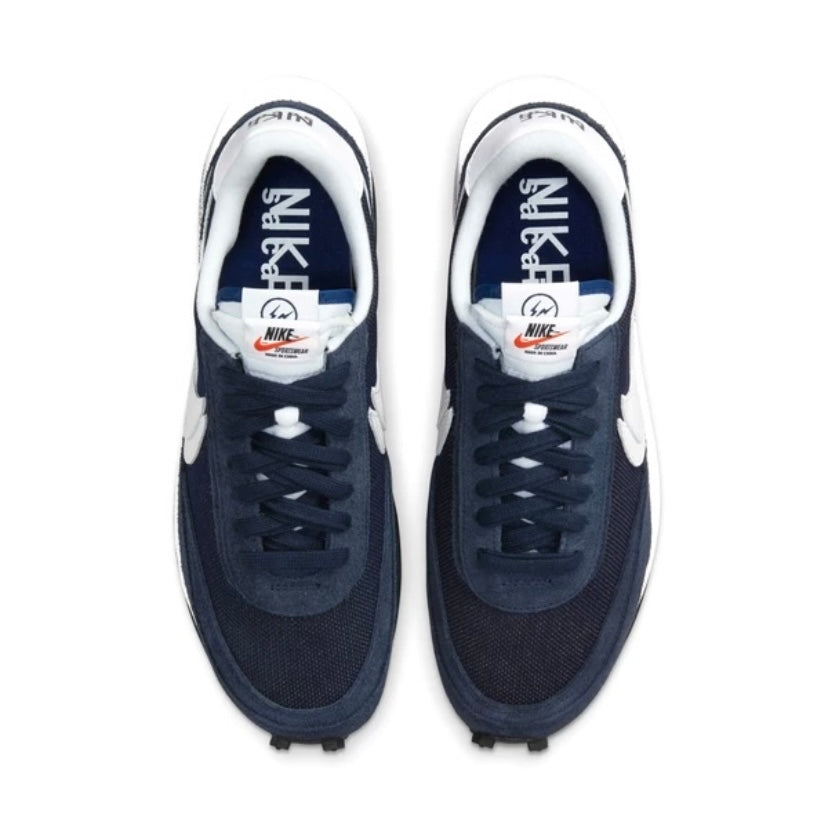 Nike x Sacai x Fragment LD Waffle SF Sneakers - Midnight Navy & White Colorway - Limited Edition Collaboration Shoes for Running, Streetwear & Fashion