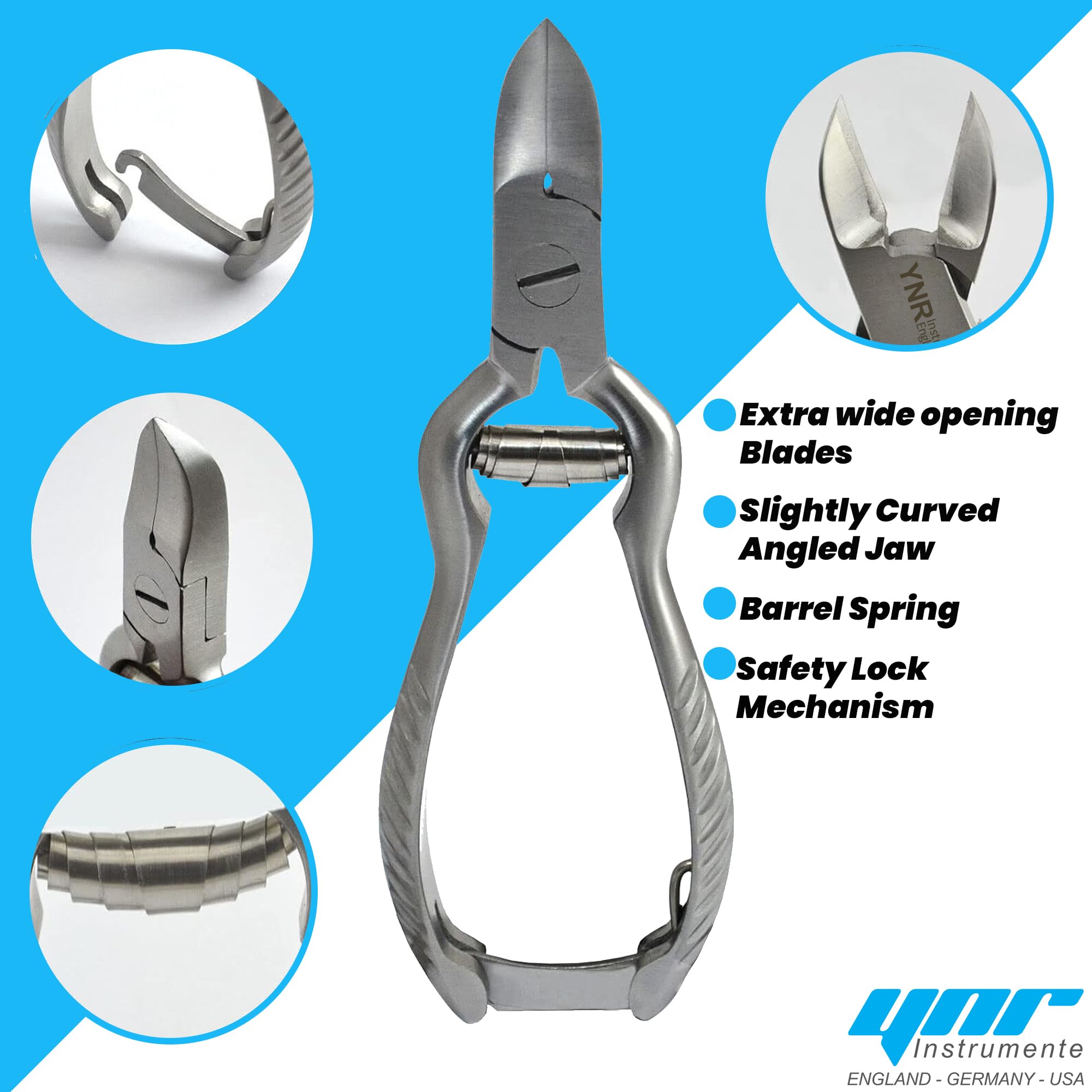 Professional Heavy Duty Toe Nail Clippers for Thick Nails - Chiropody & Podiatry Grade Stainless Steel Nippers - Perfect for Elderly, Diabetic Foot Care & Ingrown Toenail Treatment