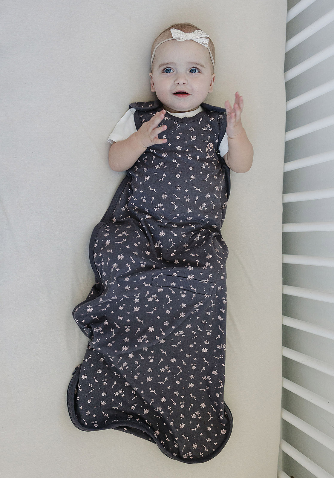 Ecolino® Adjustable Baby Sleep Sack - Organic Cotton Universal Size 2 Months to 2 Years - Small Flower Print for Safe & Comfortable Sleeping - Perfect for Nursery, Daycare & Travel