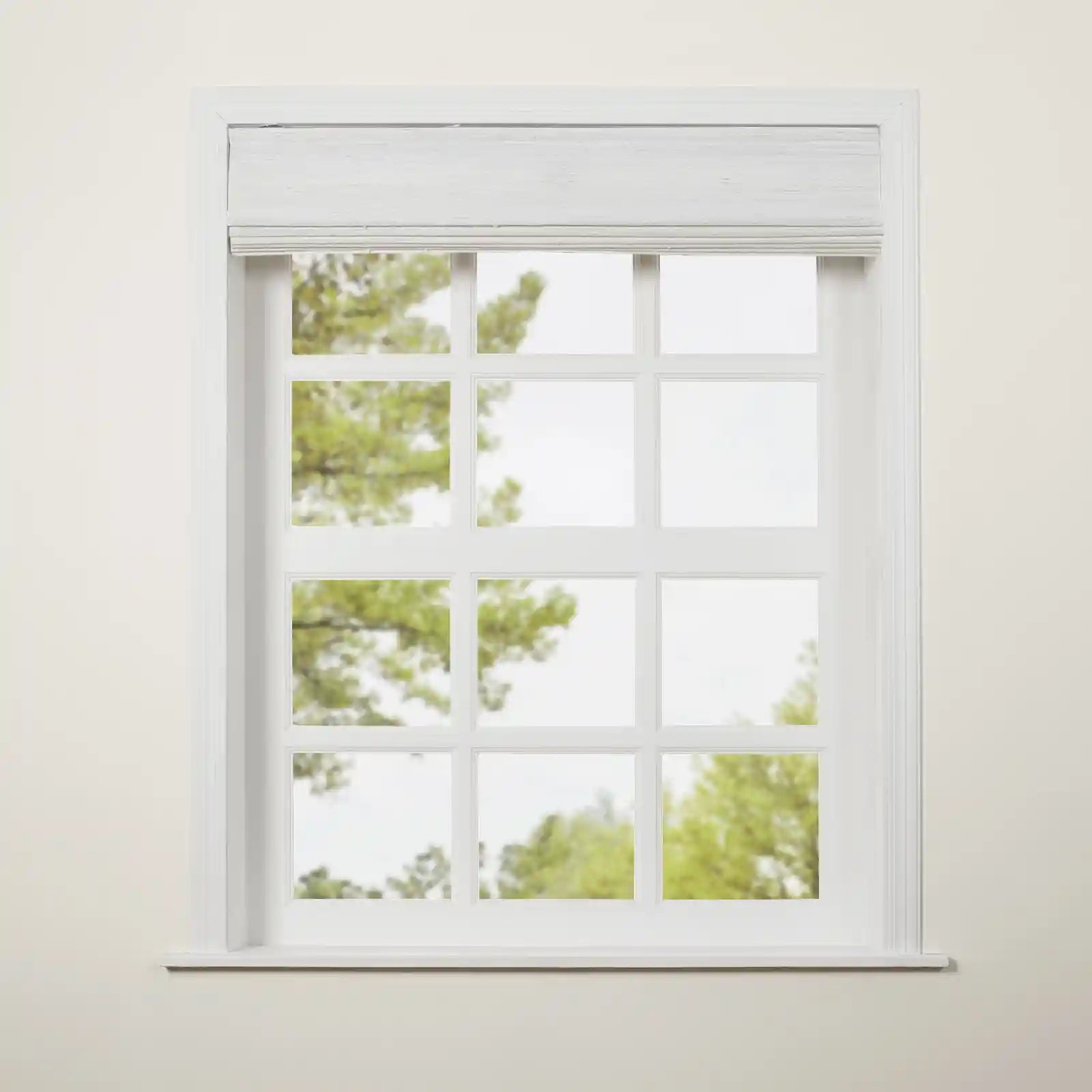 Natural Ramie Cordless Woven Wood Shade - White Rattan Top Down Bottom Up Window Treatment for Living Room & Bedroom