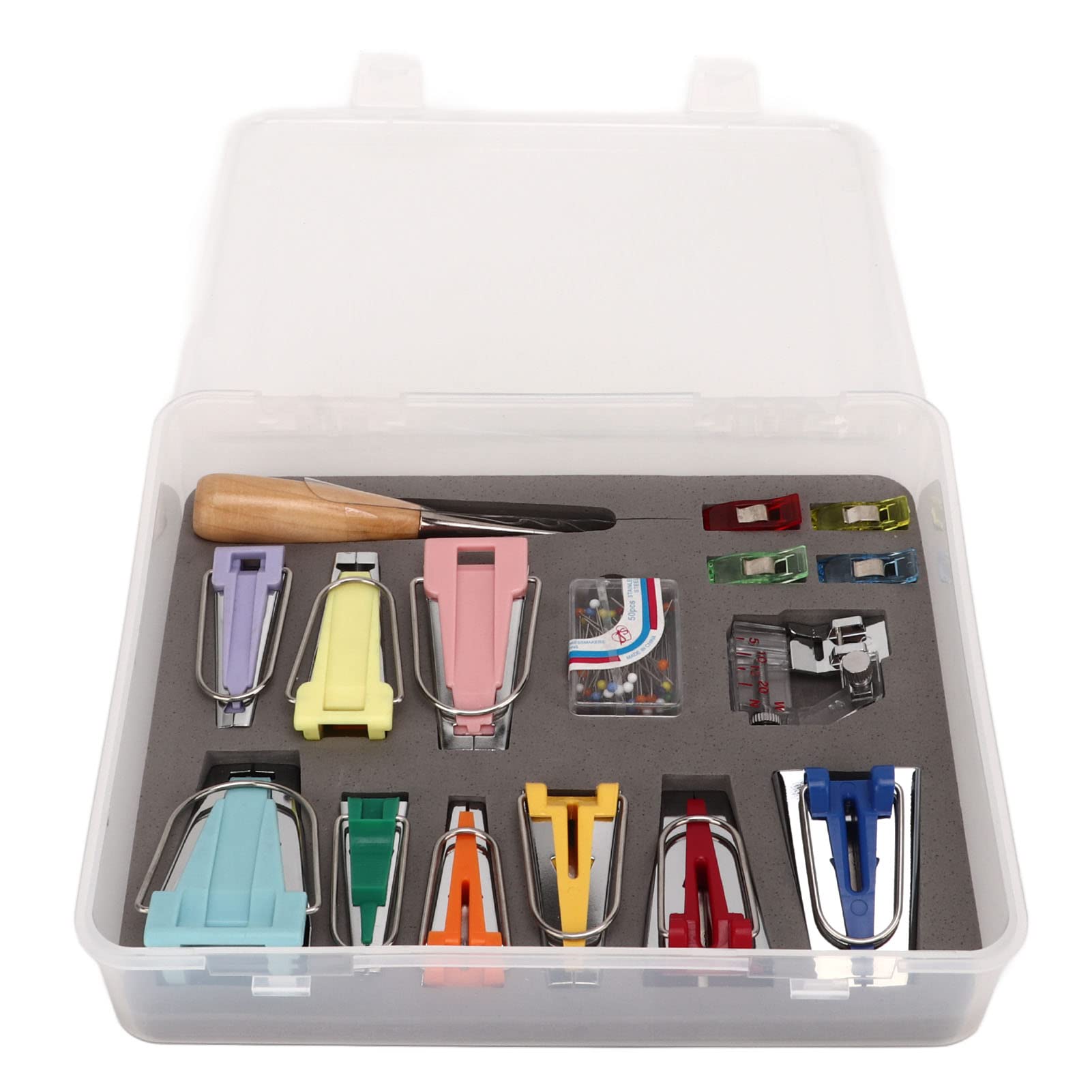 ASixxSix 9-Size Bias Tape Maker Kit with Sewing Clips, Awl, Binding Foot & Pins - DIY Fabric Binding Tool for Sewing, Quilting & Garment Making - Perfect for Dressmaking, Home Decor & Craft Projects