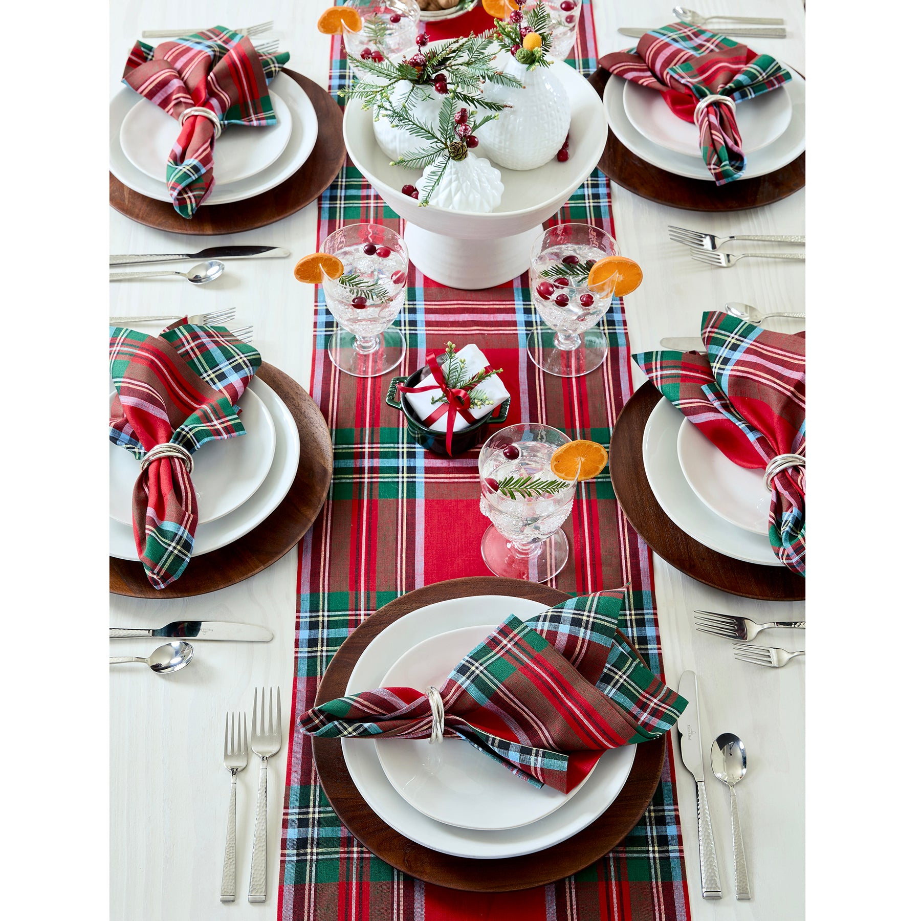 Stylish Madras Holiday Plaid Table Runner - Perfect for Christmas, Thanksgiving & Winter Decor - Cotton Festive Dining Table Decor for Home & Party
