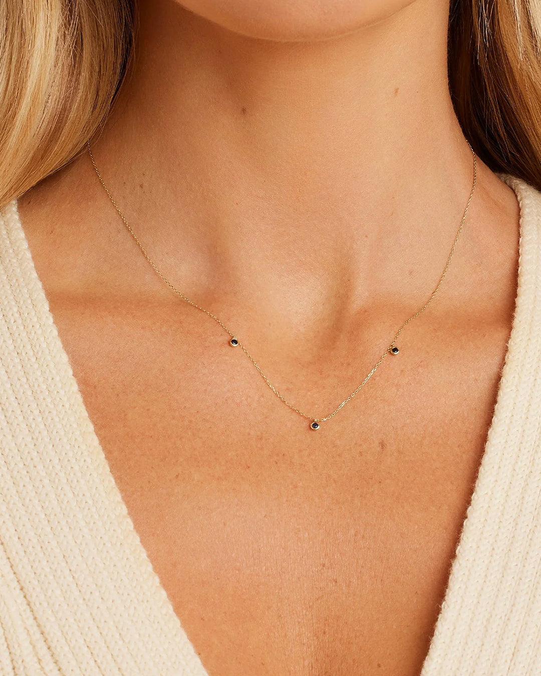 Exquisite Classic Blue Sapphire Trio Necklace - 925 Sterling Silver Jewelry for Women - Perfect for Weddings, Anniversaries & Special Occasions