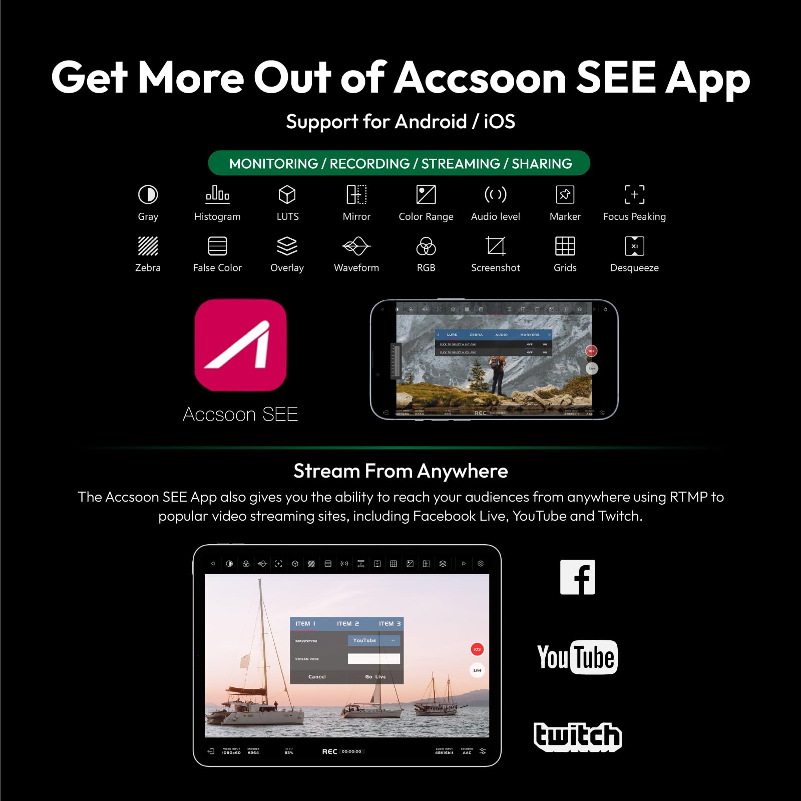Accsoon CineView Nano Wireless 5G HDMI Video Transmitter - 1080p60 HD Streaming, 500ft Range with 60ms Low Latency - Compatible with DJI RS2/RS3/RS3 Pro/Switch/DSLR Cameras - iOS & Android App Monitoring for Live Video Transmission - Perfect for Film Production, Live Streaming & Drone Videography